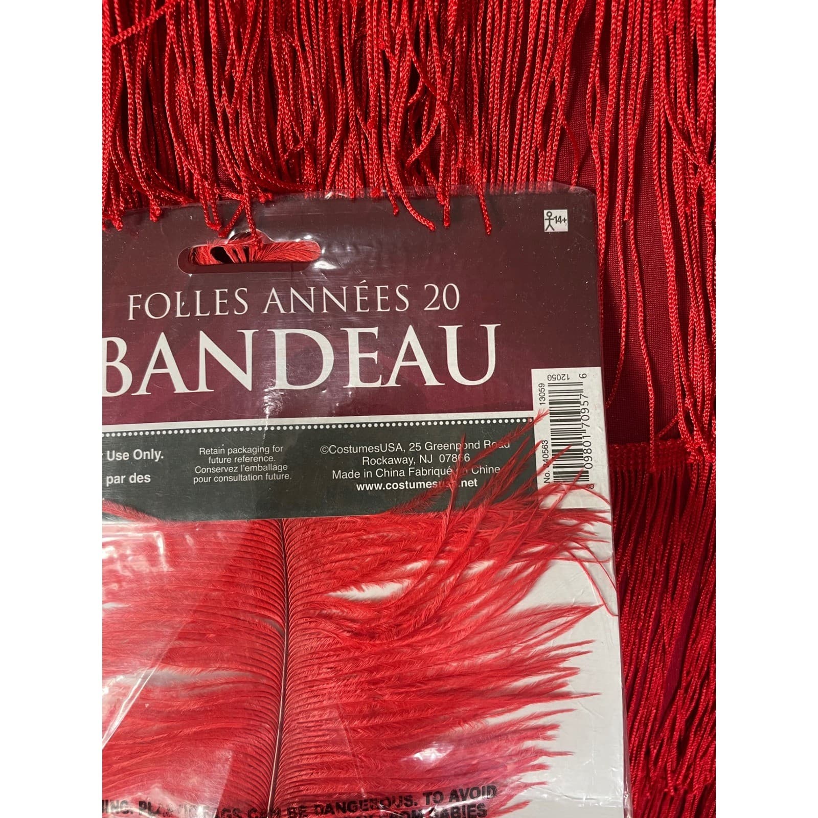 Red Flapper Dress Costume 1920s Roaring 20s Outfit Sequin Fringe Headband - Thumbnail 12