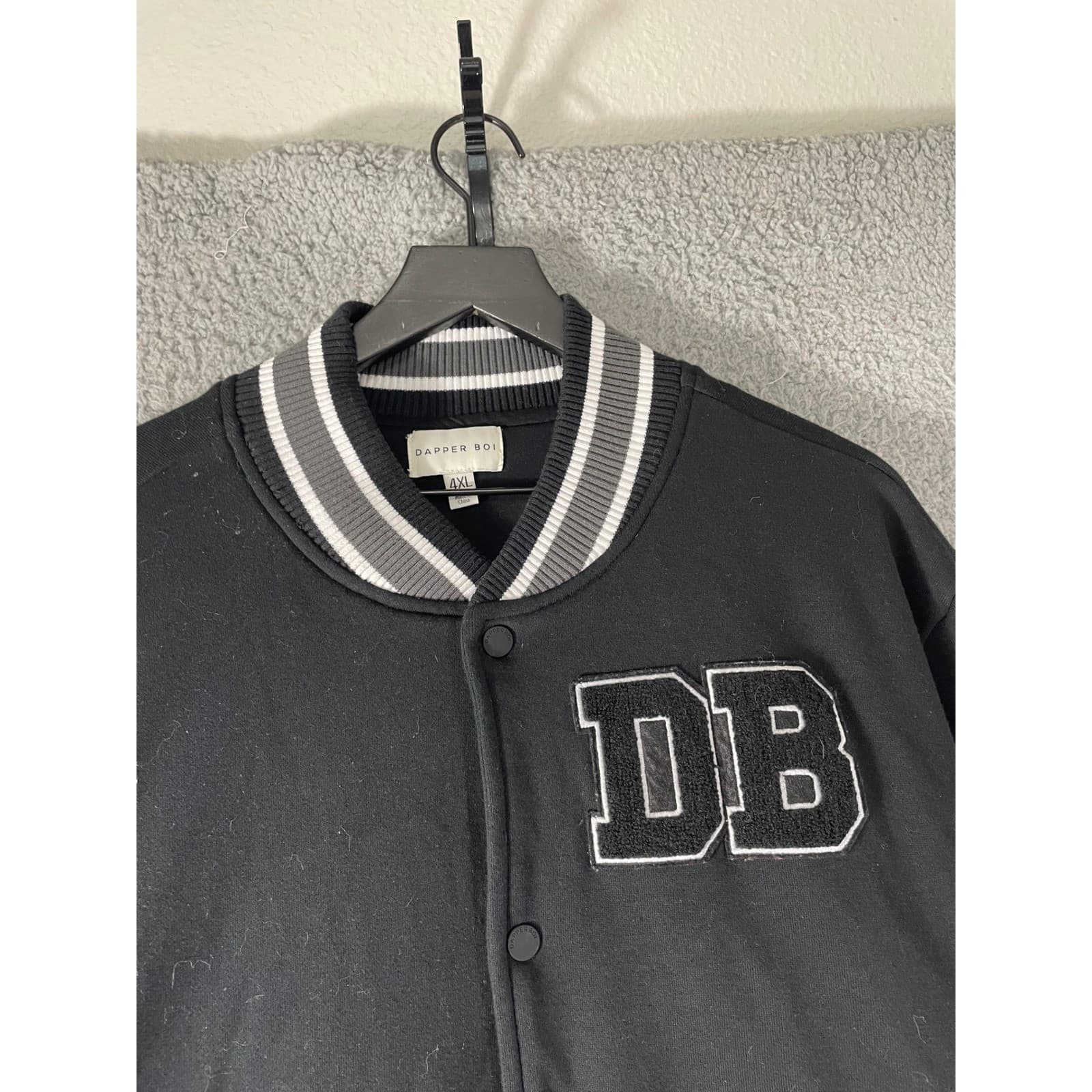 Mens Varsity Jacket 4XL Black Button Up Oversized Streetwear Bomber Dapper Boi - Thumbnail 7
