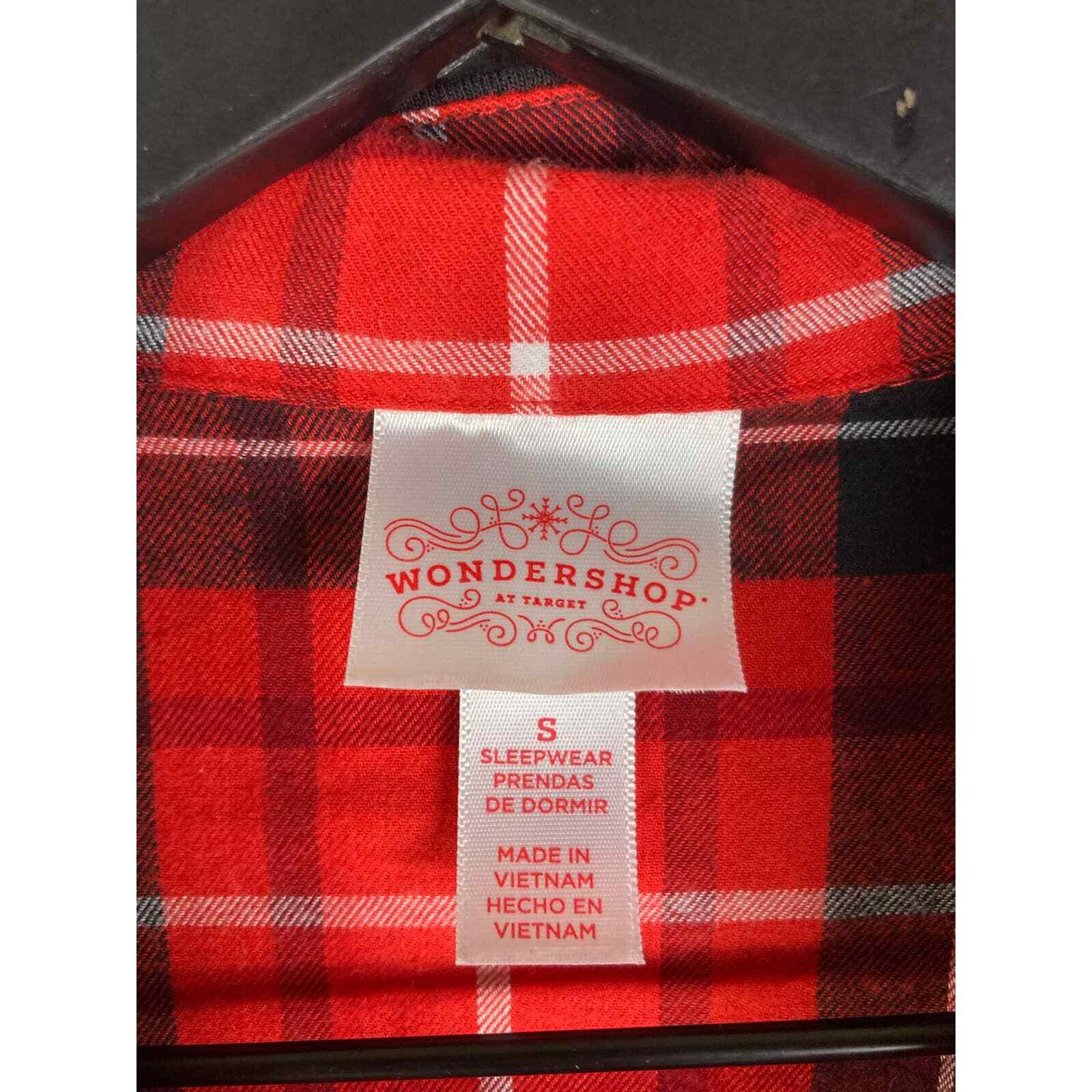 Adult Small Buffalo Plaid Christmas Pajama Shirt Red Santa Merry Xmas - Thumbnail 2