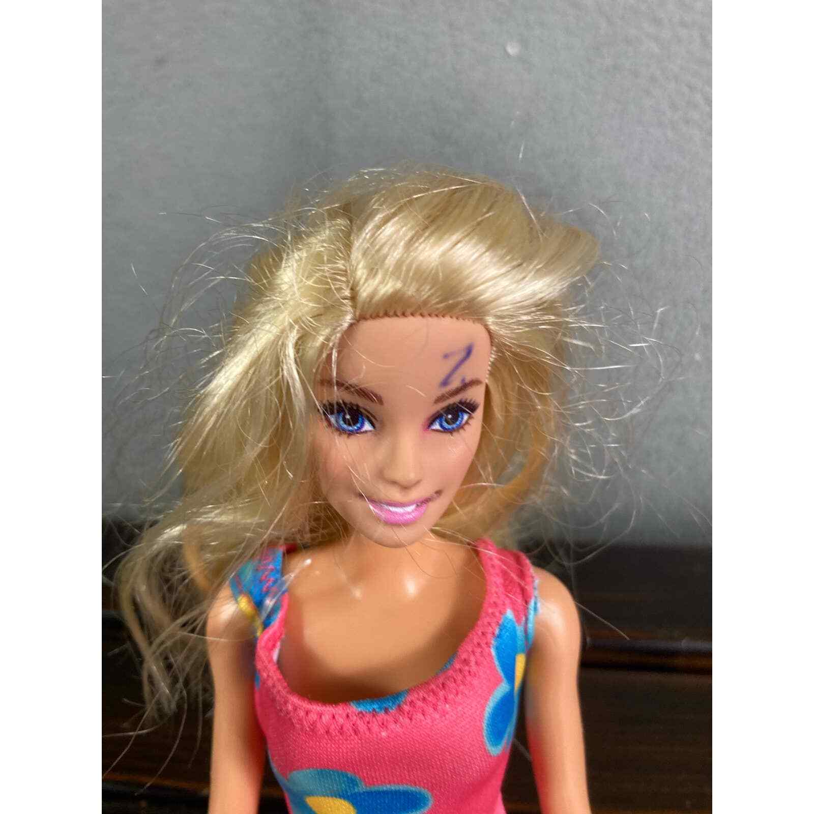Barbie Fashionista Doll 2015 Pink Floral Dress Blonde Mattel Toy Figure - Thumbnail 7