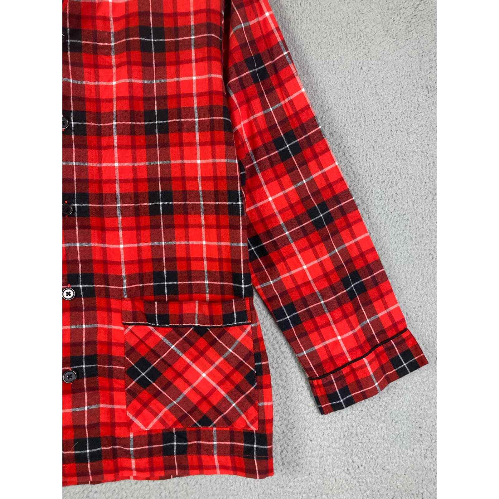 Adult Small Buffalo Plaid Christmas Pajama Shirt Red Santa Merry Xmas - Thumbnail 7