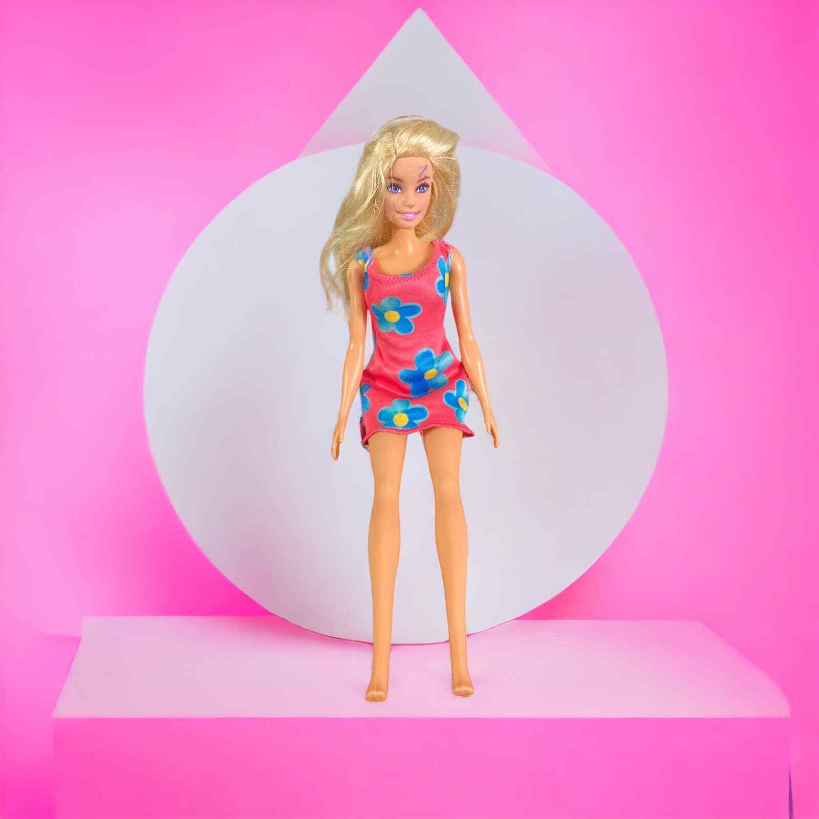 Barbie Fashionista Doll 2015 Pink Floral Dress Blonde Mattel Toy Figure - Thumbnail 2