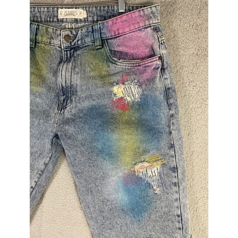 Akademiks Denim Shorts Mens 38 Distressed Paint Splatter Streetwear Jorts - Thumbnail 6