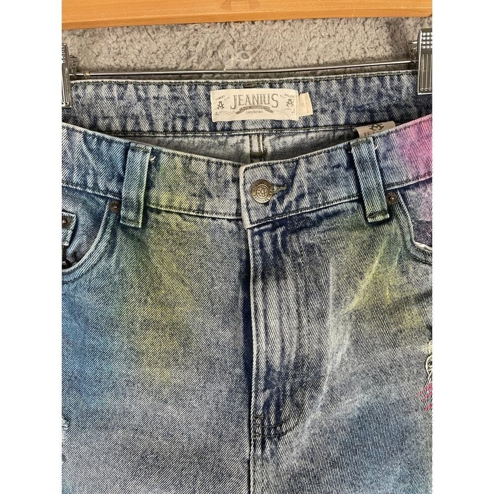 Akademiks Denim Shorts Mens 38 Distressed Paint Splatter Streetwear Jorts - Thumbnail 11