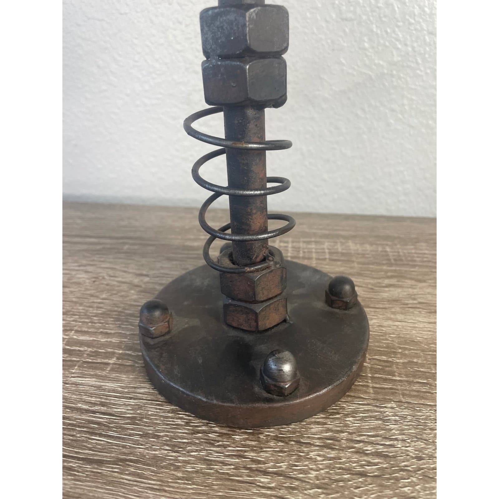 Steampunk Industrial Found Object Sculpture Welded Iron Metal Spring Ring Art - Thumbnail 7
