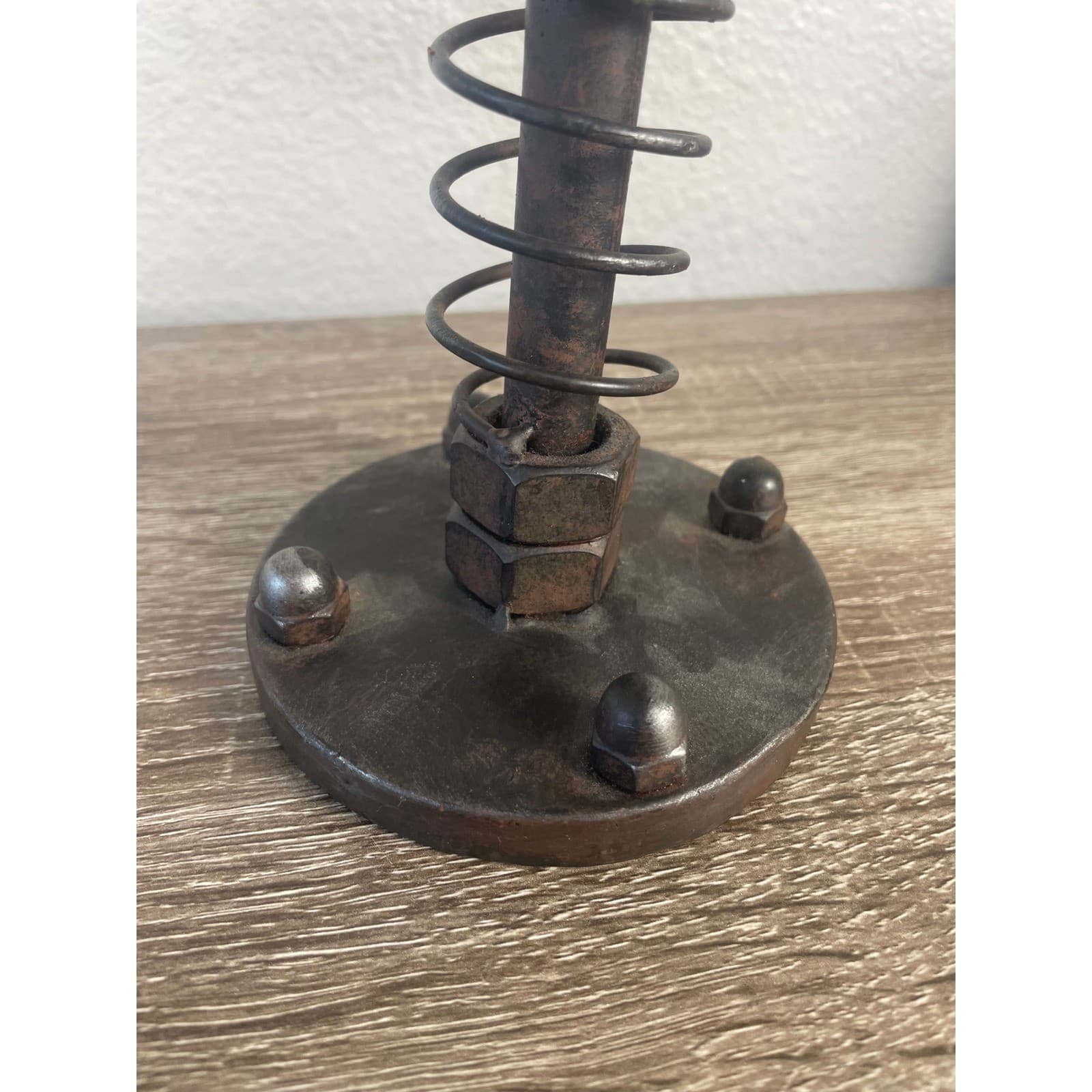 Steampunk Industrial Found Object Sculpture Welded Iron Metal Spring Ring Art - Thumbnail 10