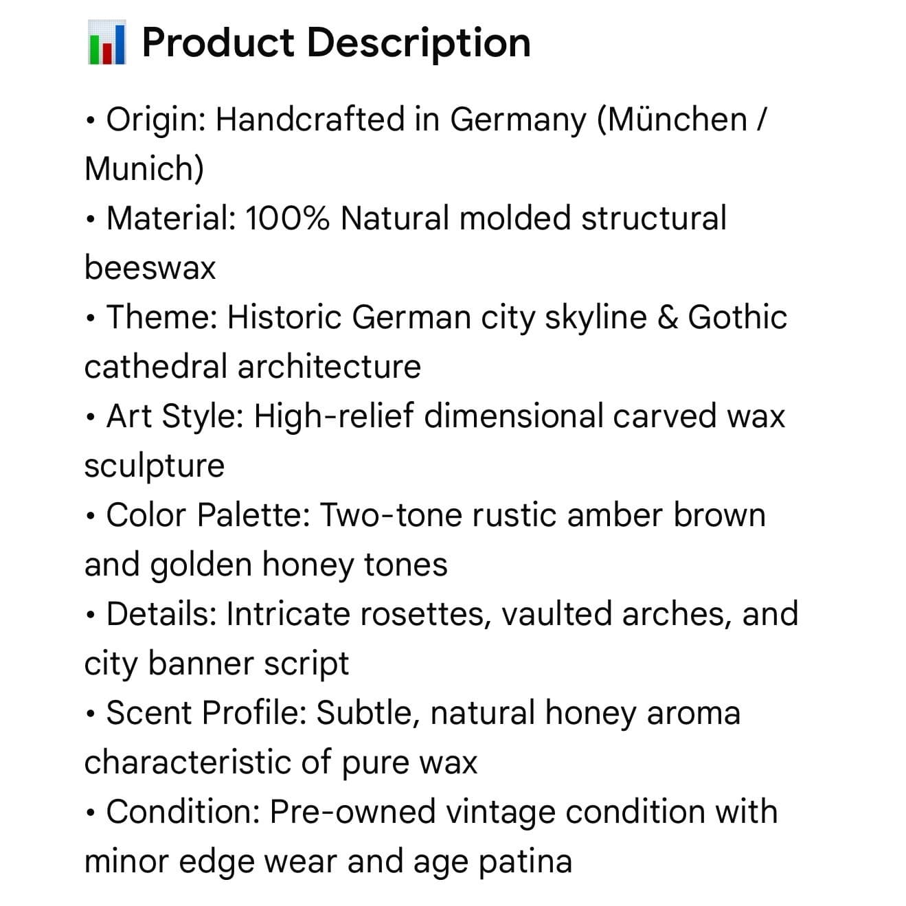 Vintage Munich Germany Carved Wax Candle Munchen Skyline Gothic Cathedral Art 3D - Thumbnail 3