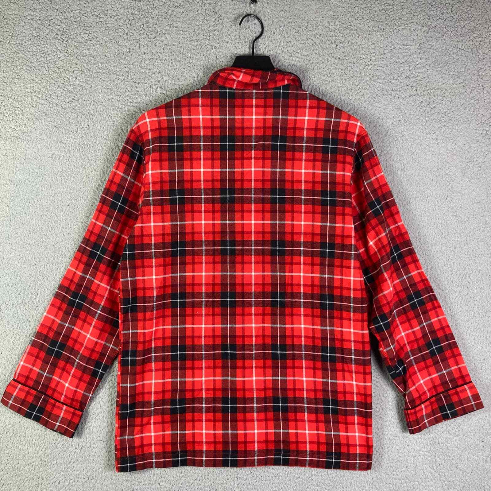 Adult Small Buffalo Plaid Christmas Pajama Shirt Red Santa Merry Xmas - Thumbnail 5