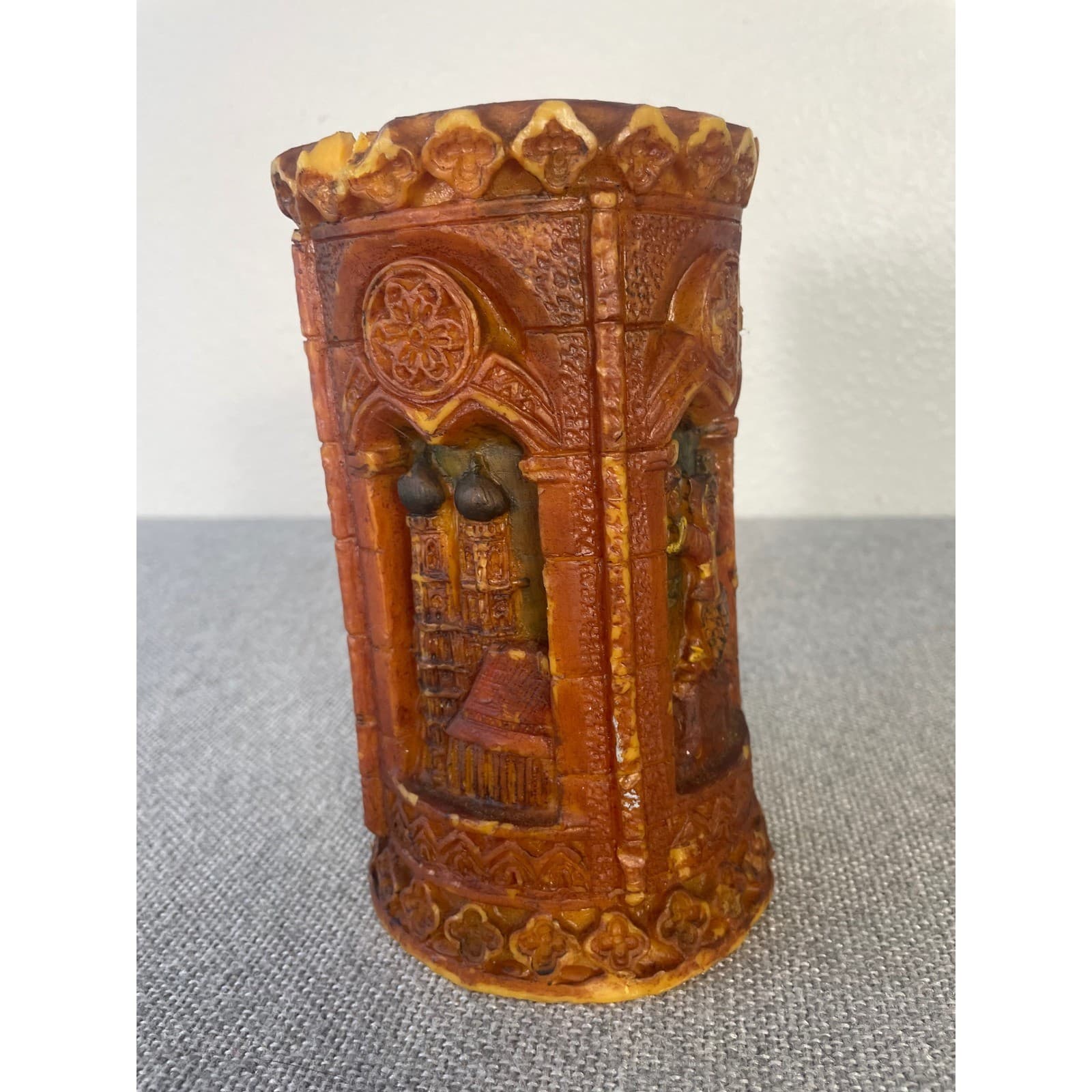 Vintage Munich Germany Carved Wax Candle Munchen Skyline Gothic Cathedral Art 3D - Thumbnail 10