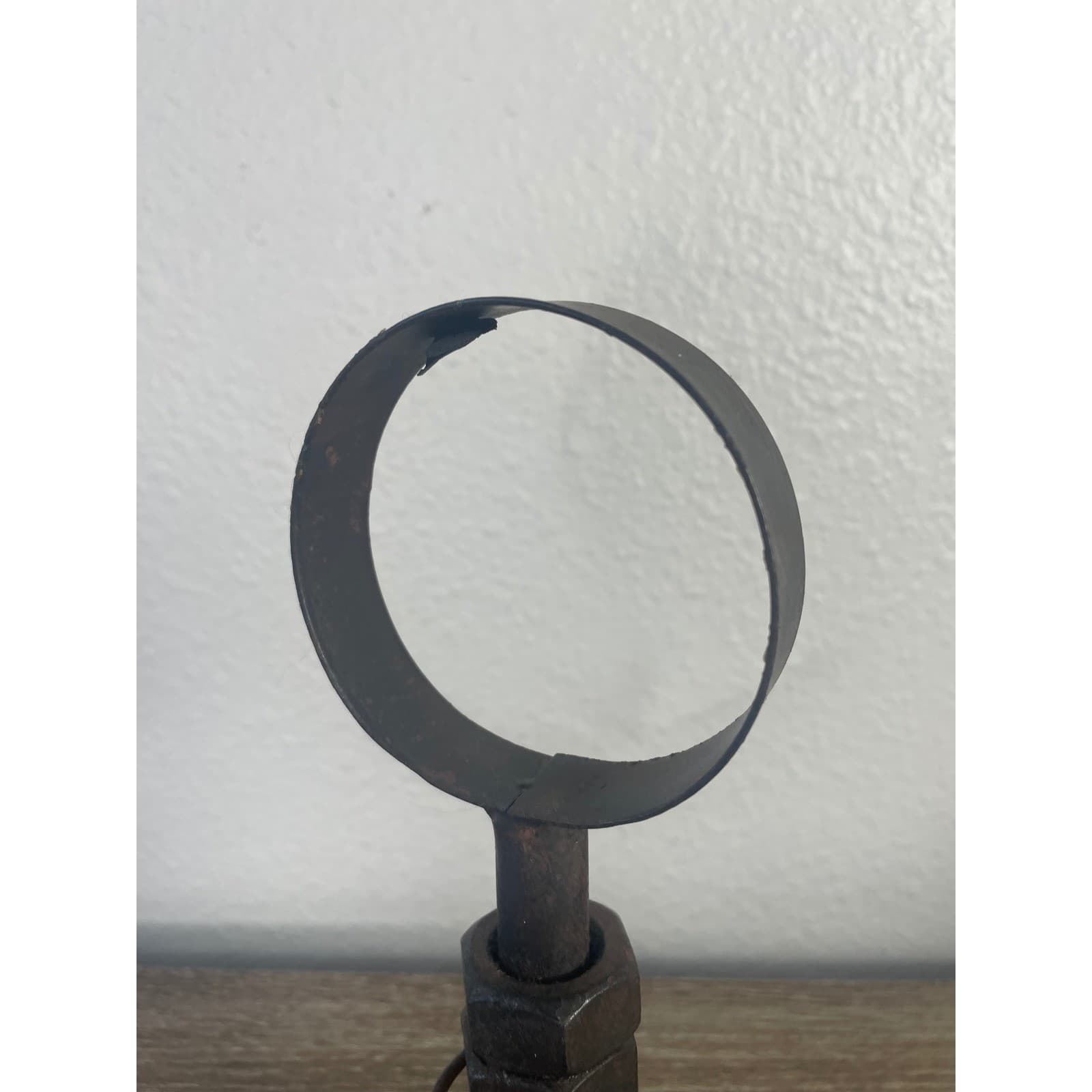 Steampunk Industrial Found Object Sculpture Welded Iron Metal Spring Ring Art - Thumbnail 6