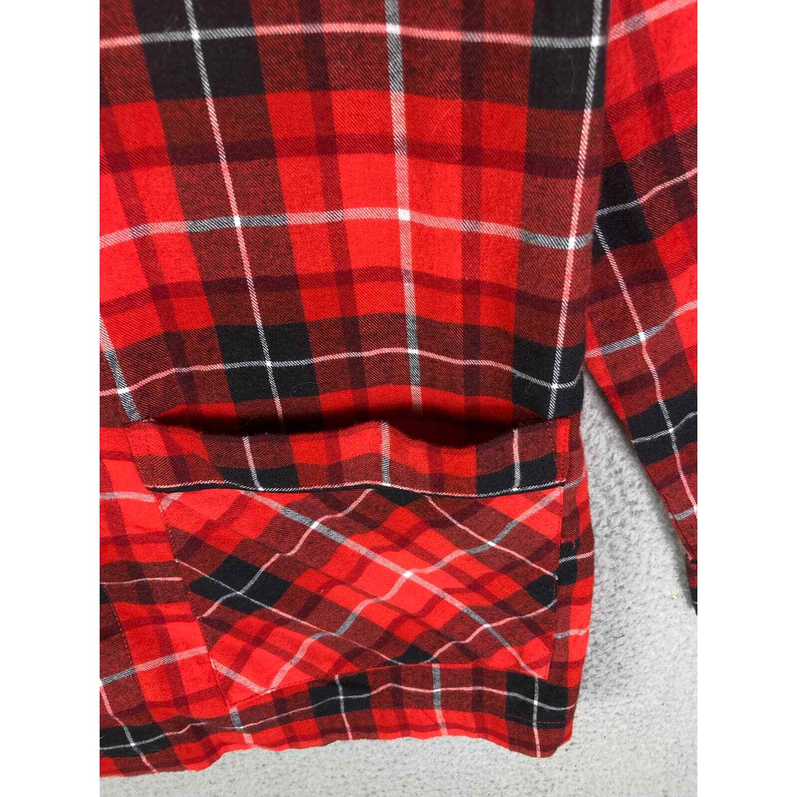 Adult Small Buffalo Plaid Christmas Pajama Shirt Red Santa Merry Xmas - Thumbnail 8