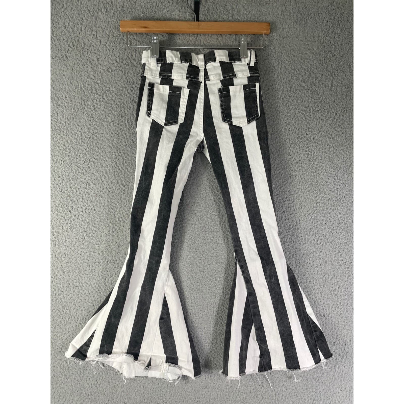 Girls Striped Bell Bottom Pants 10 12 Black White Flare Retro Costume Halloween - Thumbnail 5