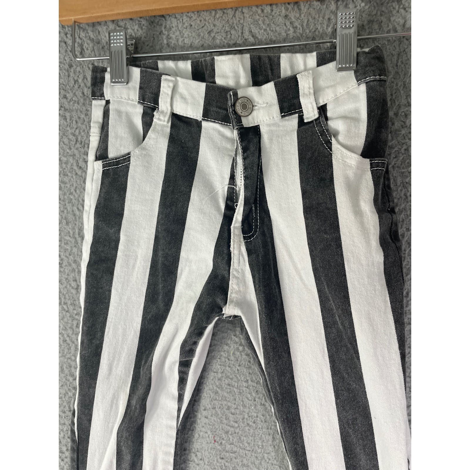 Girls Striped Bell Bottom Pants 10 12 Black White Flare Retro Costume Halloween - Thumbnail 9