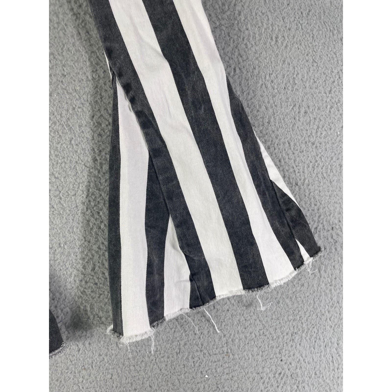Girls Striped Bell Bottom Pants 10 12 Black White Flare Retro Costume Halloween - Thumbnail 12