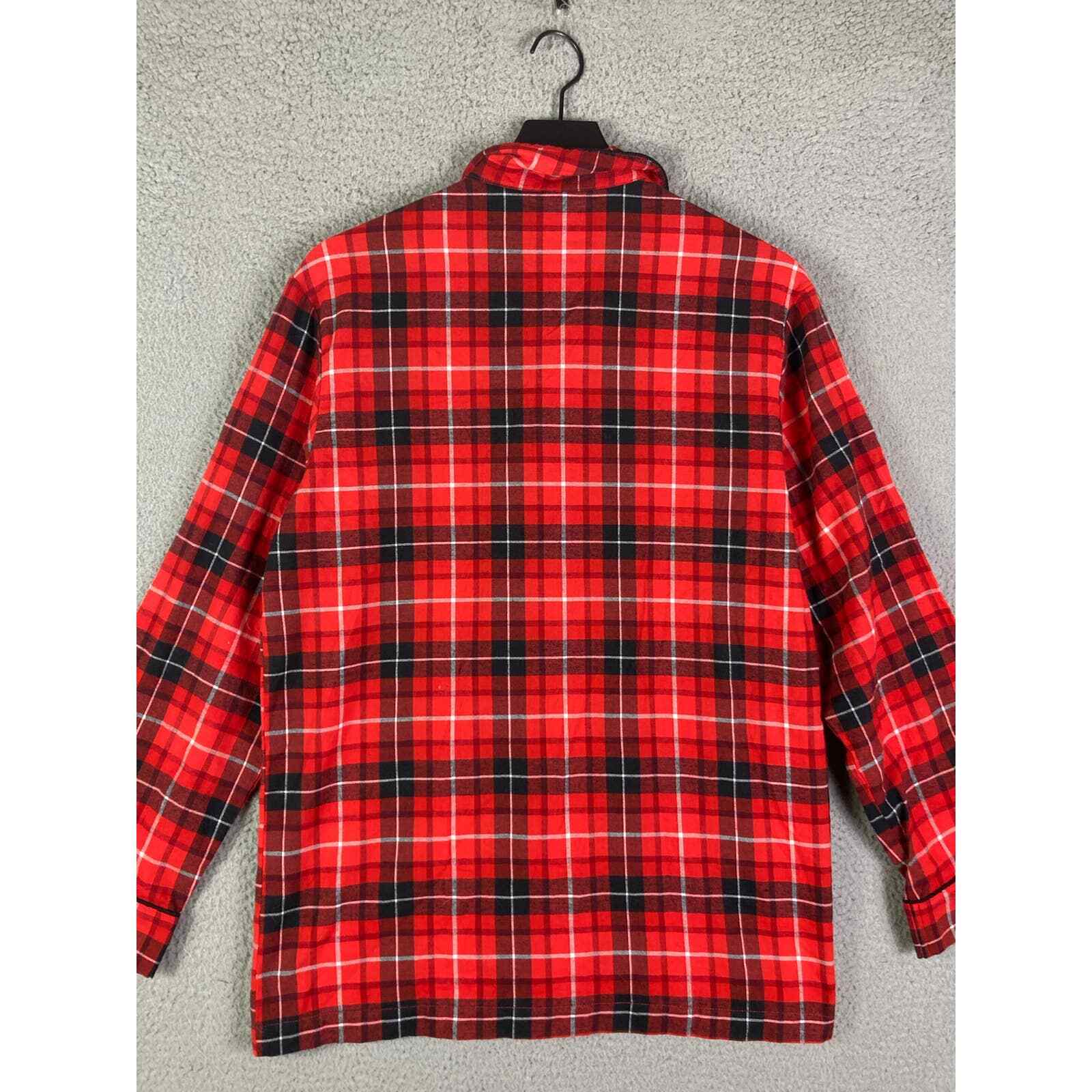 Adult Small Buffalo Plaid Christmas Pajama Shirt Red Santa Merry Xmas - Thumbnail 9
