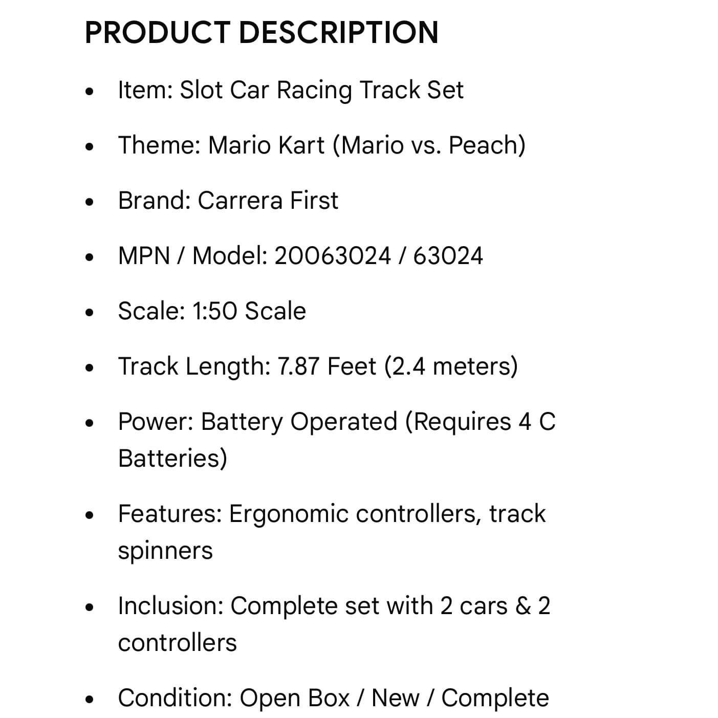 Carrera First Mario Kart Slot Car Race Track Set Mario vs Peach 63024 20063024 - Thumbnail 2