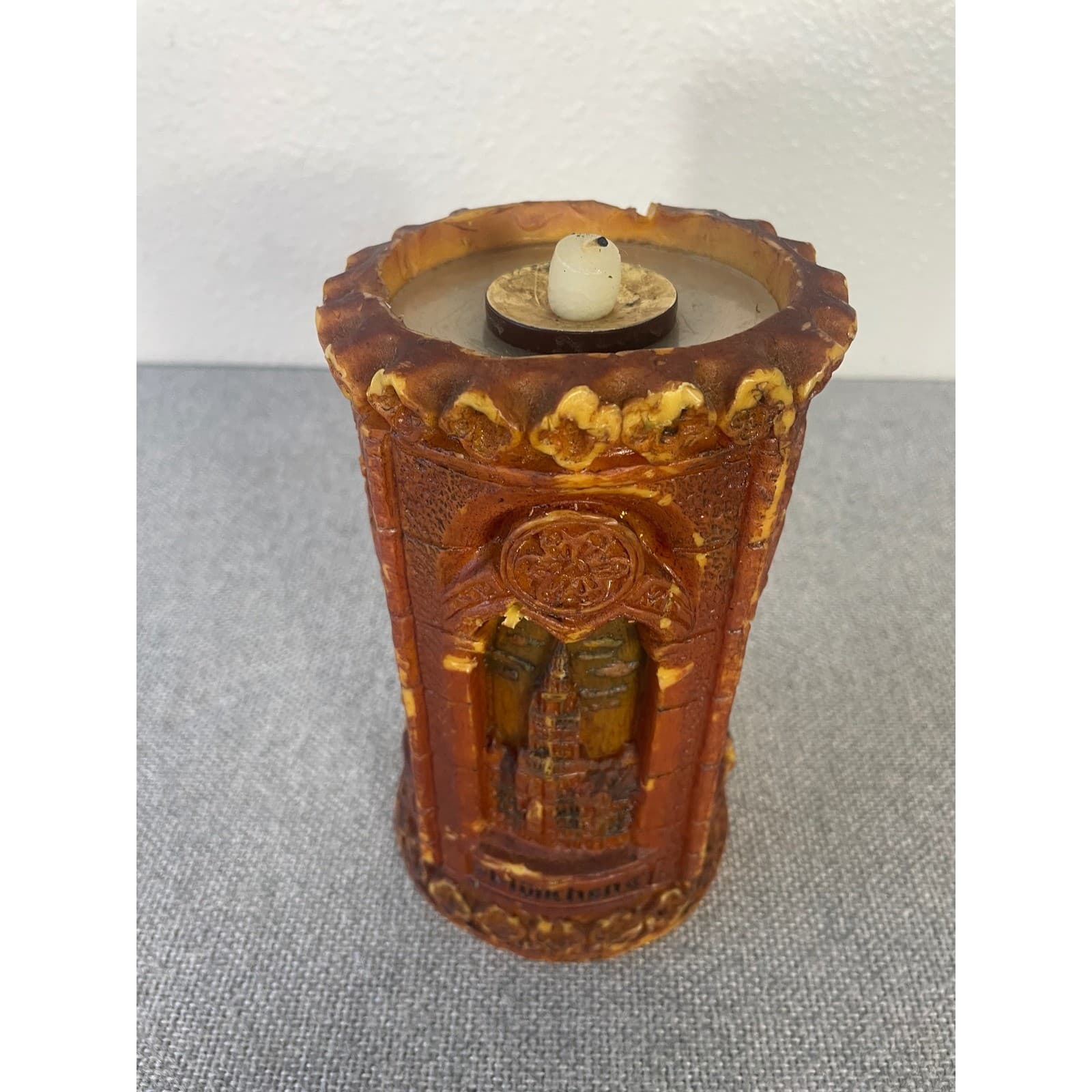Vintage Munich Germany Carved Wax Candle Munchen Skyline Gothic Cathedral Art 3D - Thumbnail 5