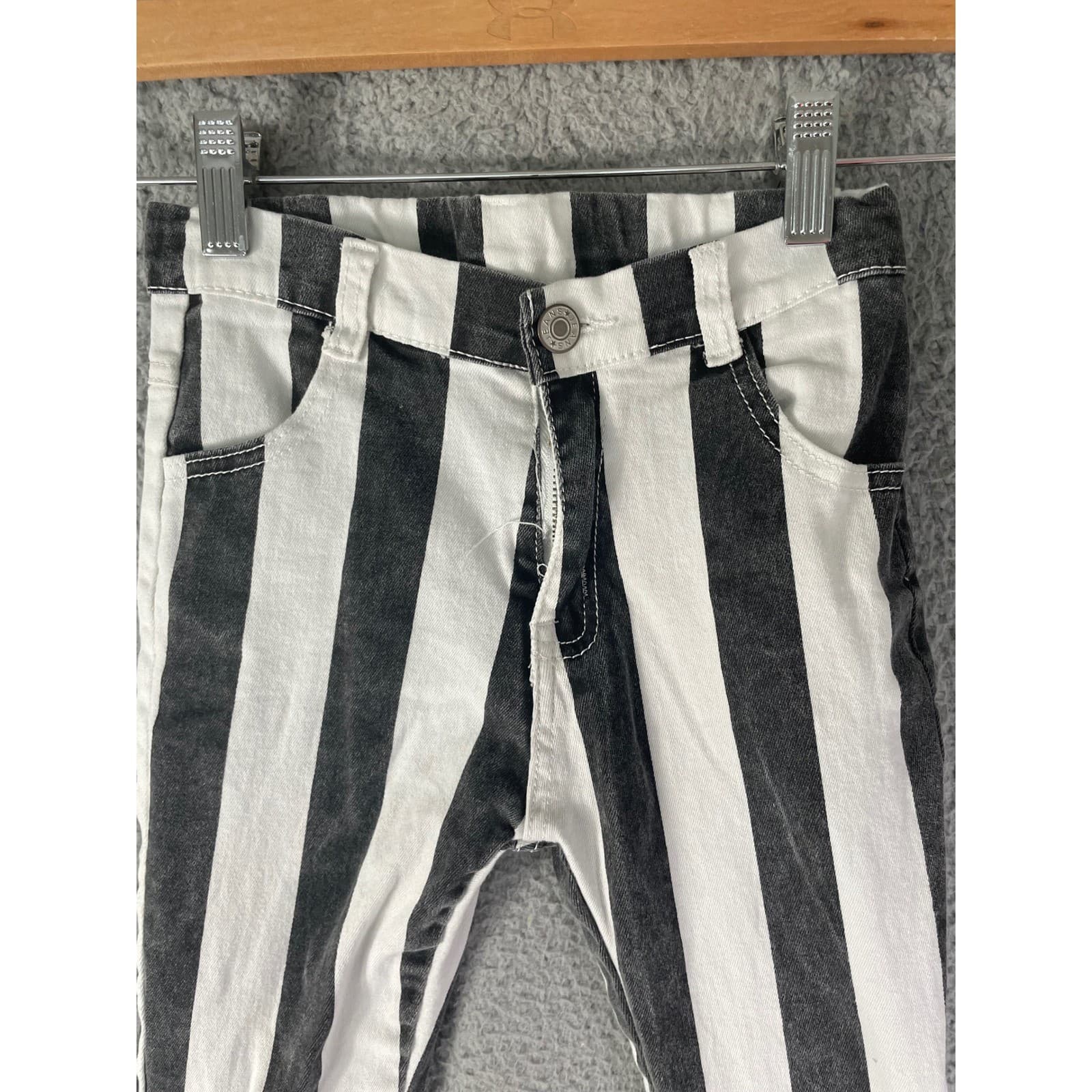 Girls Striped Bell Bottom Pants 10 12 Black White Flare Retro Costume Halloween - Thumbnail 6