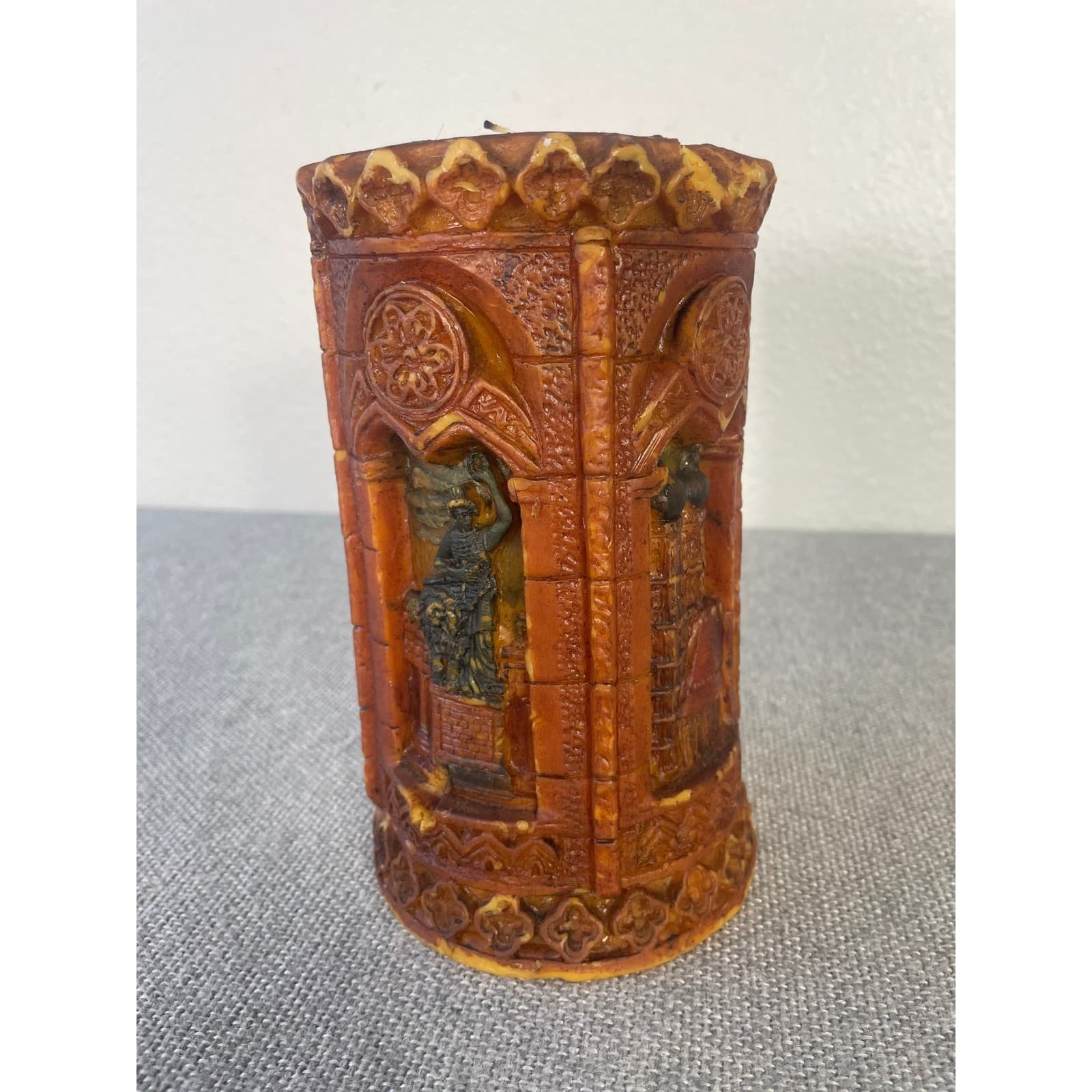 Vintage Munich Germany Carved Wax Candle Munchen Skyline Gothic Cathedral Art 3D - Thumbnail 9