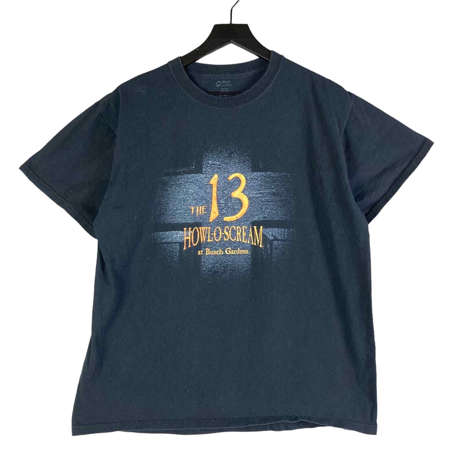 Busch Gardens Howl-O-Scream T-Shirt M Lg Black Graphic Halloween Mens Horror The