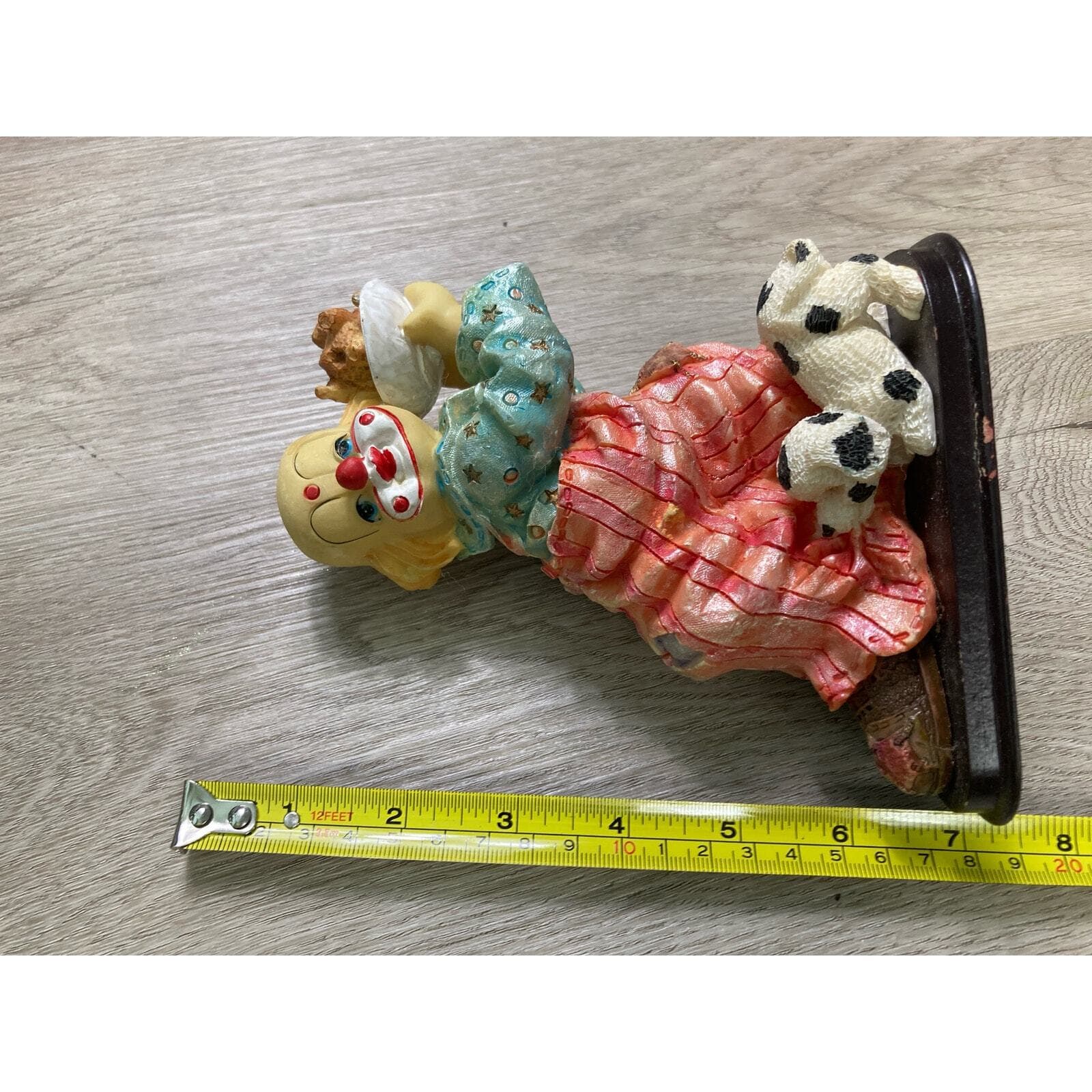 Vintage Hand Painted Clown Figurine with Dog and Ice Cream 7" Multicolor - Thumbnail 3