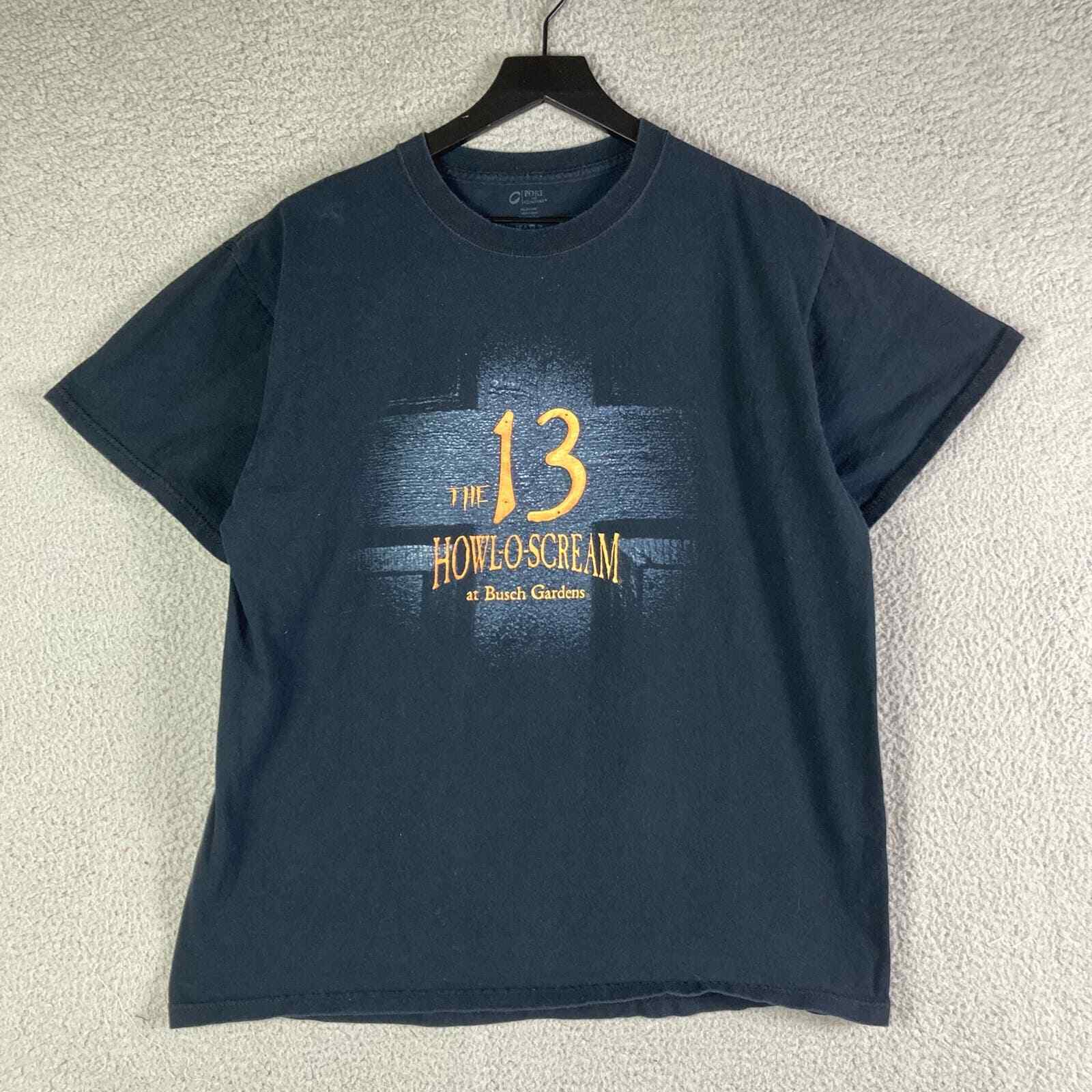 Busch Gardens Howl-O-Scream T-Shirt M Lg Black Graphic Halloween Mens Horror The - Thumbnail 4