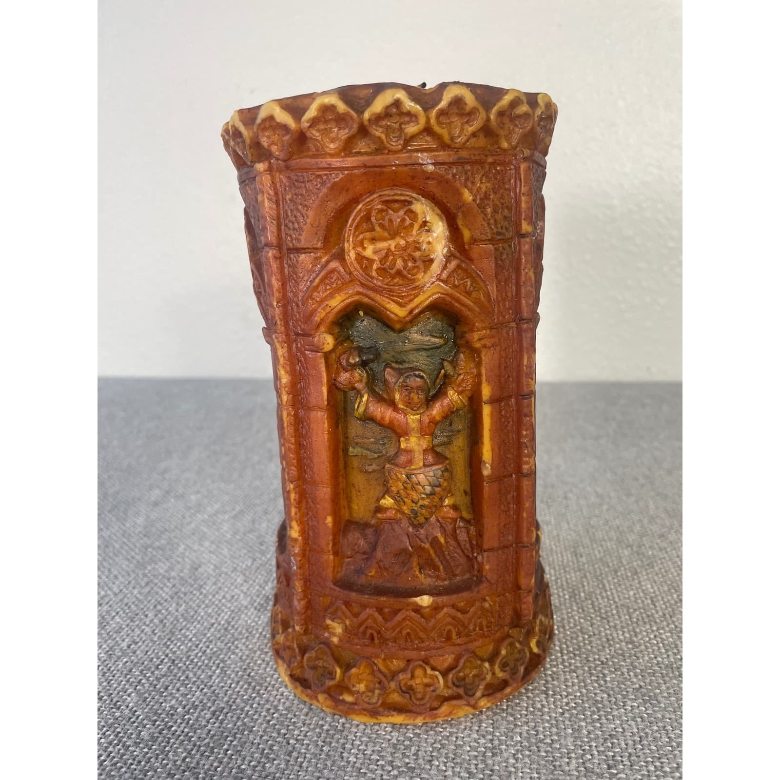 Vintage Munich Germany Carved Wax Candle Munchen Skyline Gothic Cathedral Art 3D - Thumbnail 11