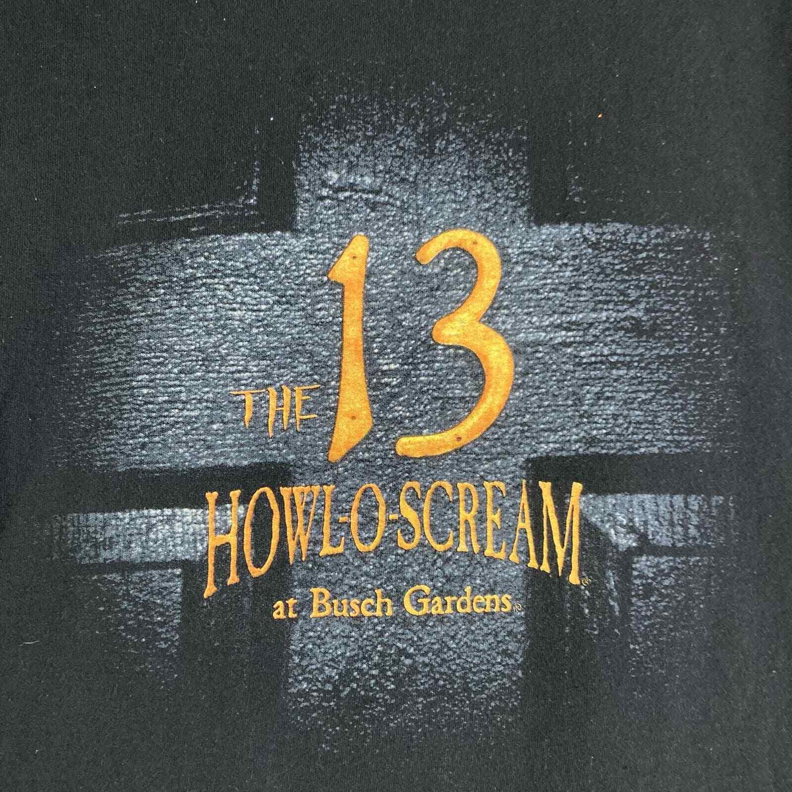 Busch Gardens Howl-O-Scream T-Shirt M Lg Black Graphic Halloween Mens Horror The - Thumbnail 3