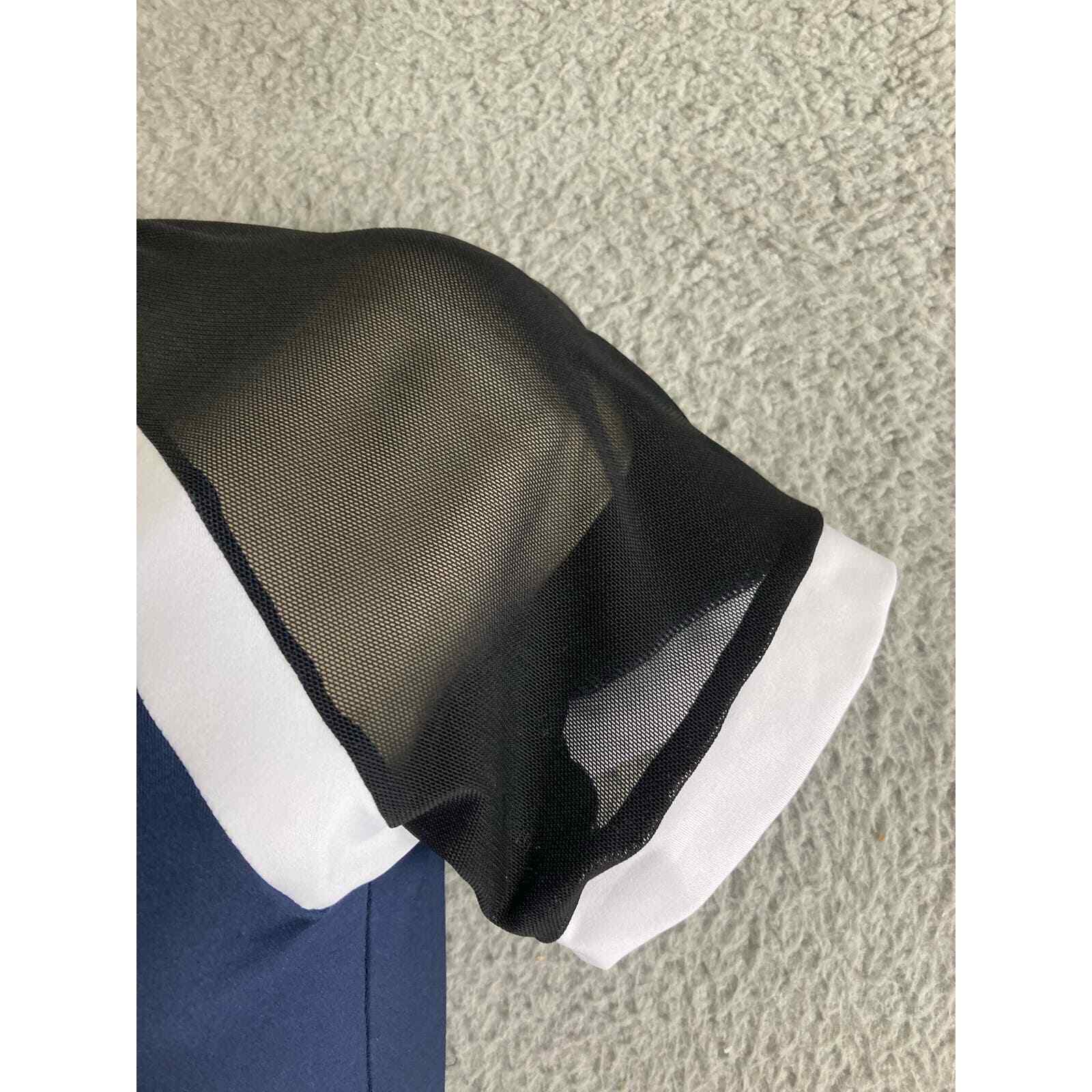 Women’s Mesh Crop Top Blue Black Sheer Short Sleeve Party Clubwear Stretch M - Thumbnail 7