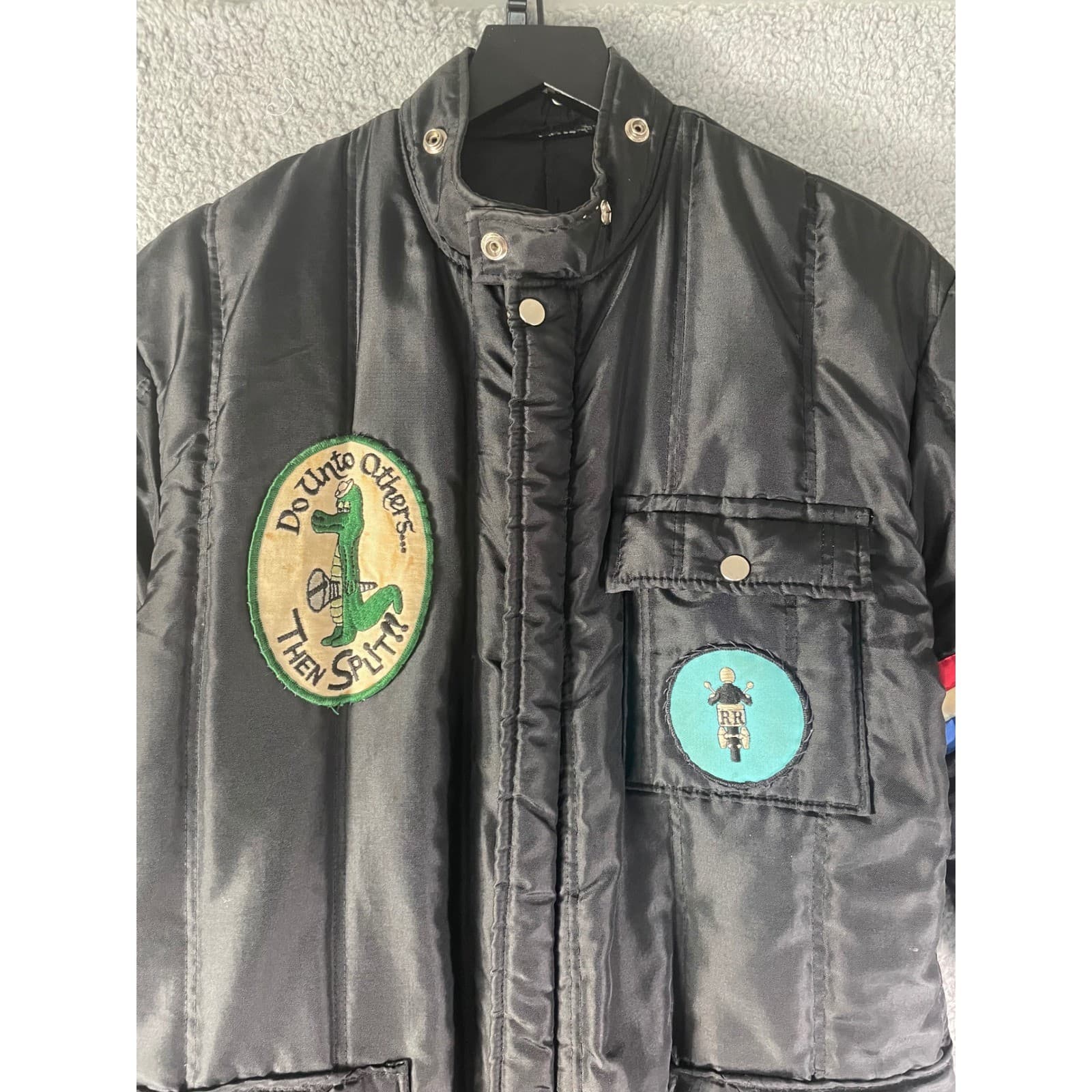 Vintage Insulated Snow Suit Mens L Black Quilted Coveralls Workwear Patches - Thumbnail 7