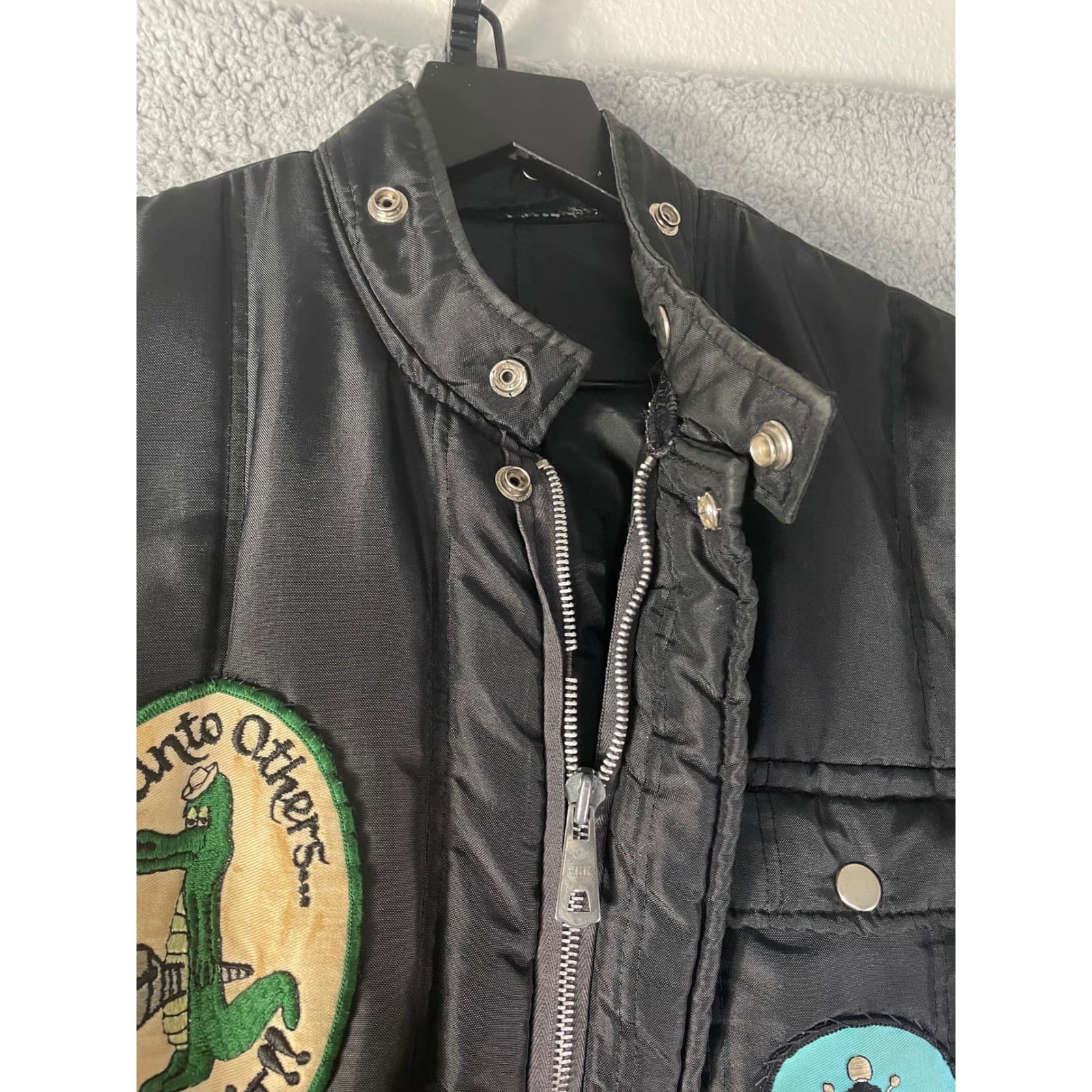Vintage Insulated Snow Suit Mens L Black Quilted Coveralls Workwear Patches - Thumbnail 15