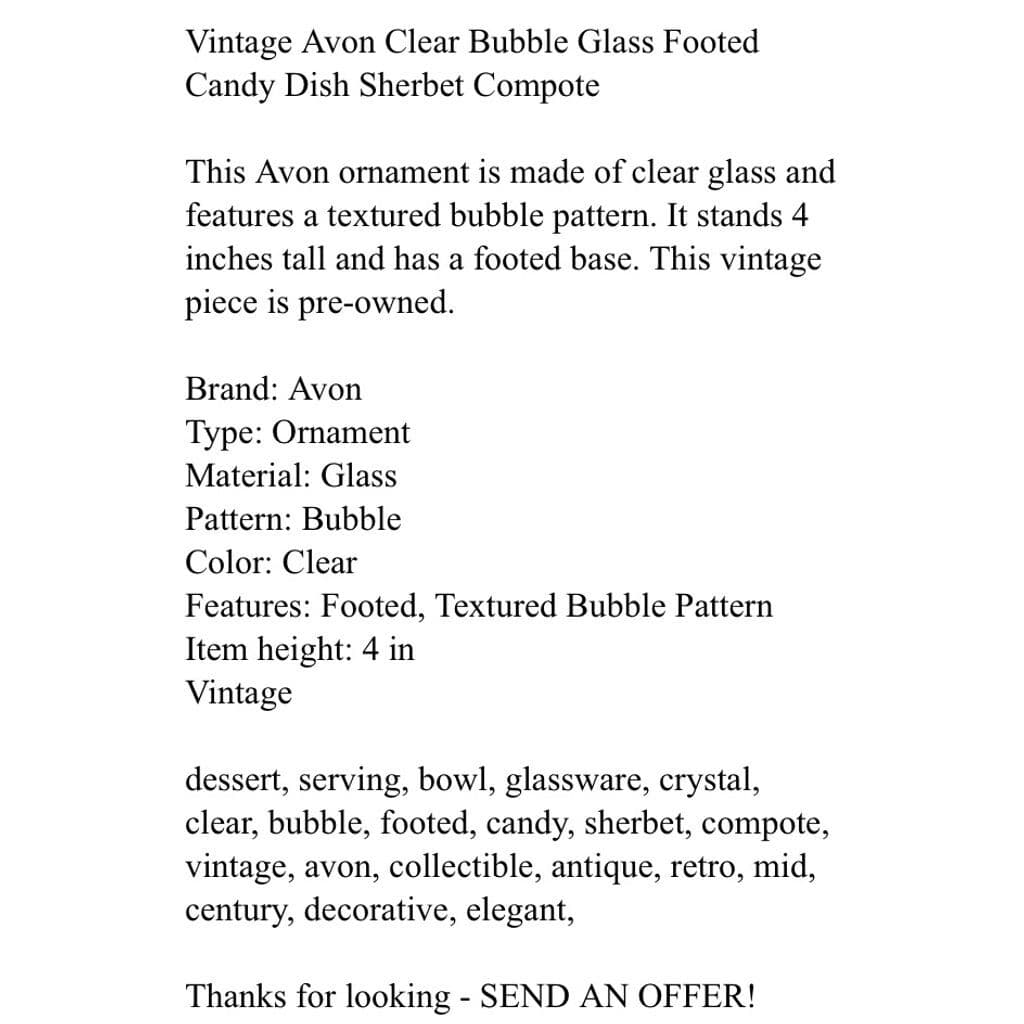 Vintage Avon Clear Bubble Glass Footed Candy Dish Sherbet Compote - Thumbnail 2