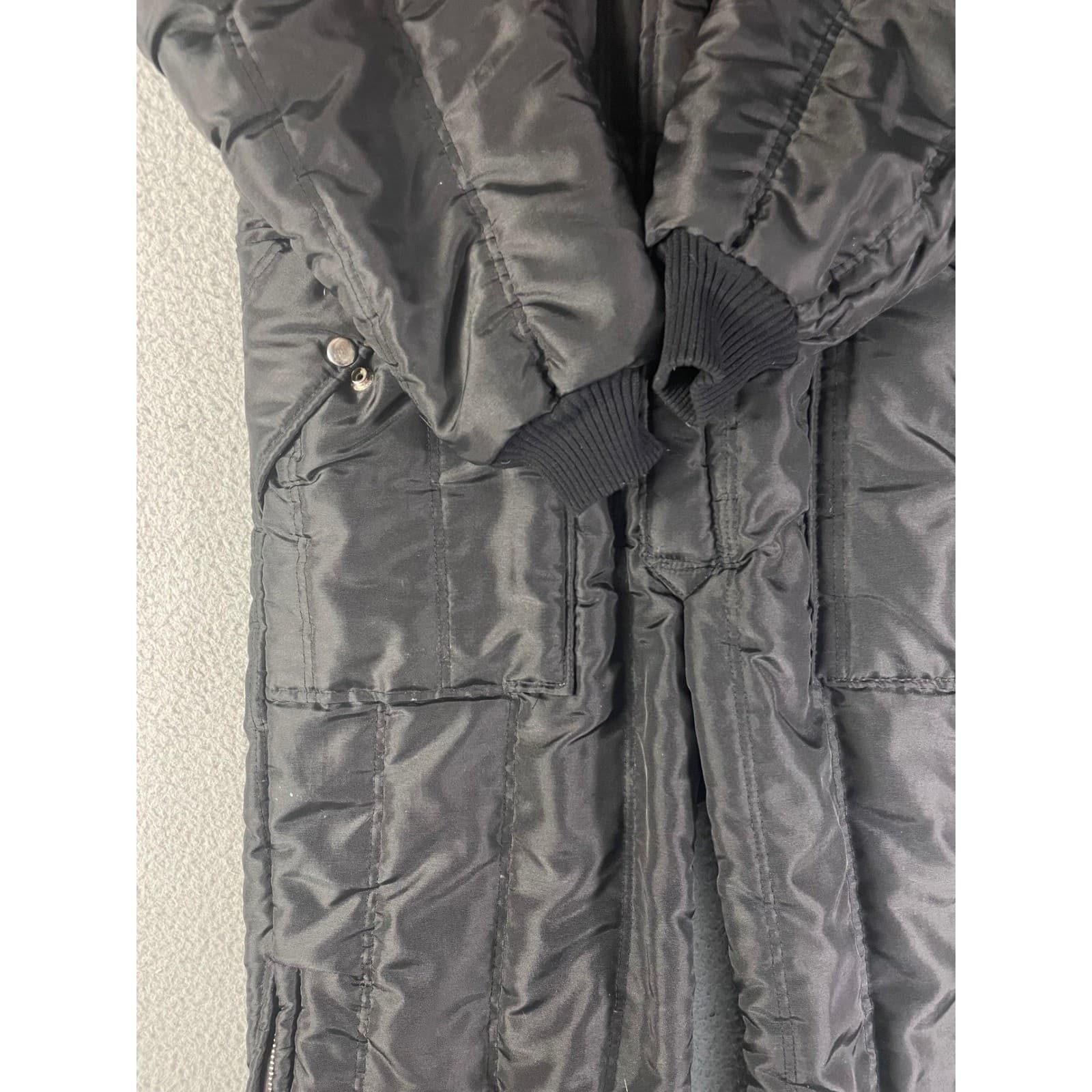 Vintage Insulated Snow Suit Mens L Black Quilted Coveralls Workwear Patches - Thumbnail 14