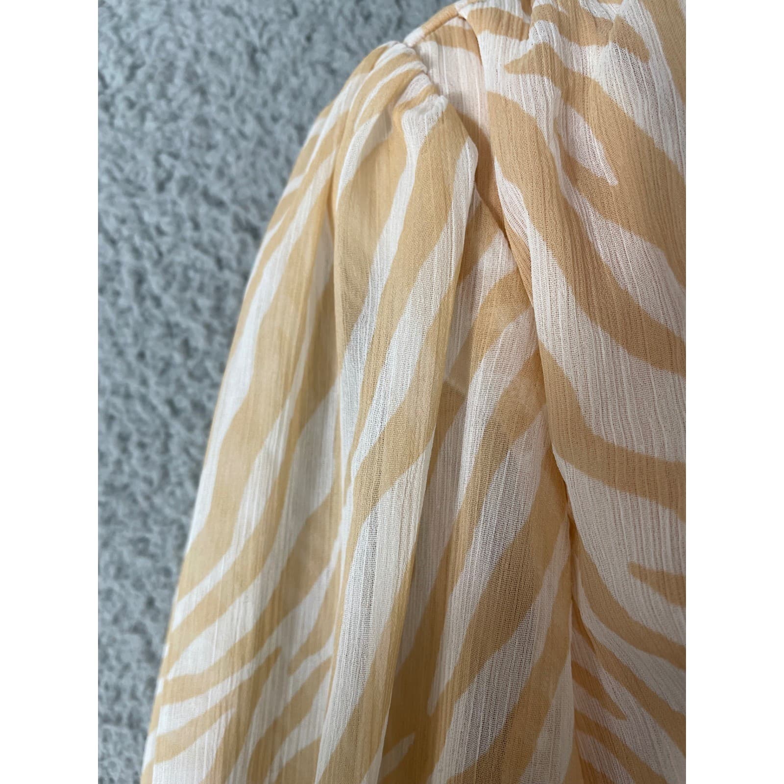 Zebra Print Midi Shirt Dress Belted Button Front Animal Print Beige Women’s S Ha - Thumbnail 10