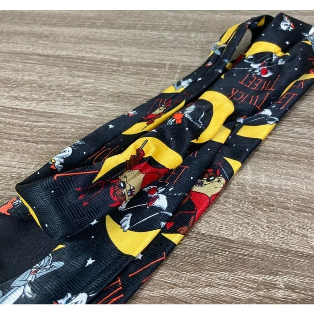 Vintage Looney Tunes Halloween Tie 90s Bugs Bunny Taz Trick Or Tweet Necktie - Thumbnail 5