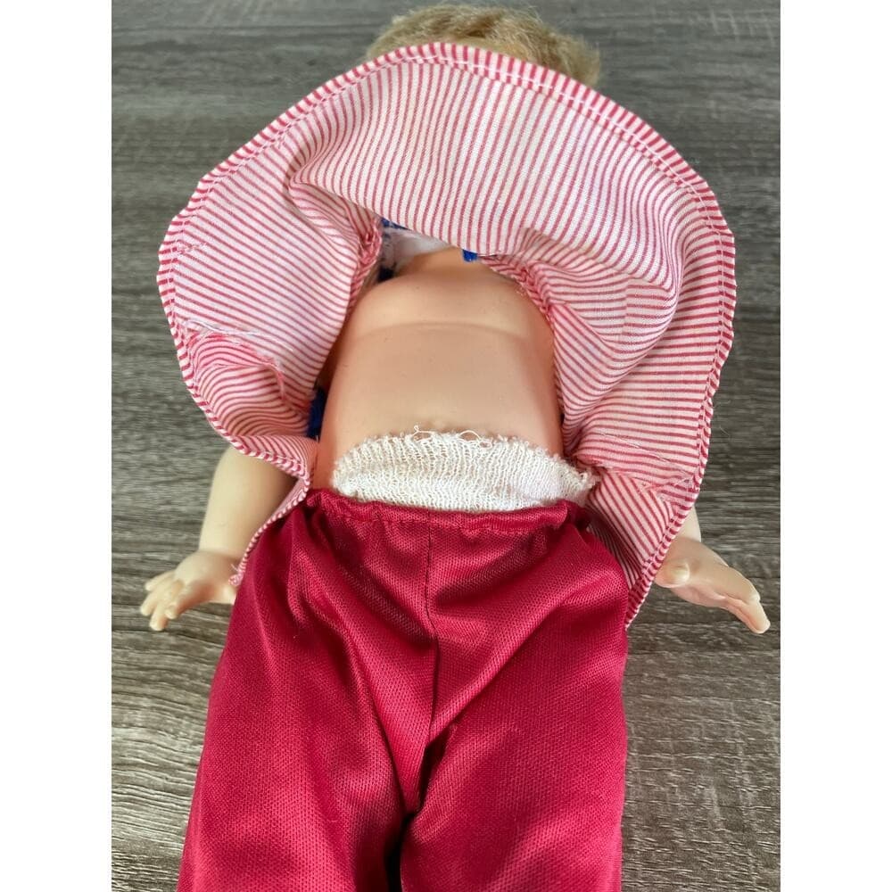 Horsman 1960s Drink Wet Baby Doll 18in Sleep Eyes Red Outfit Vintage Toddler Toy - Thumbnail 6