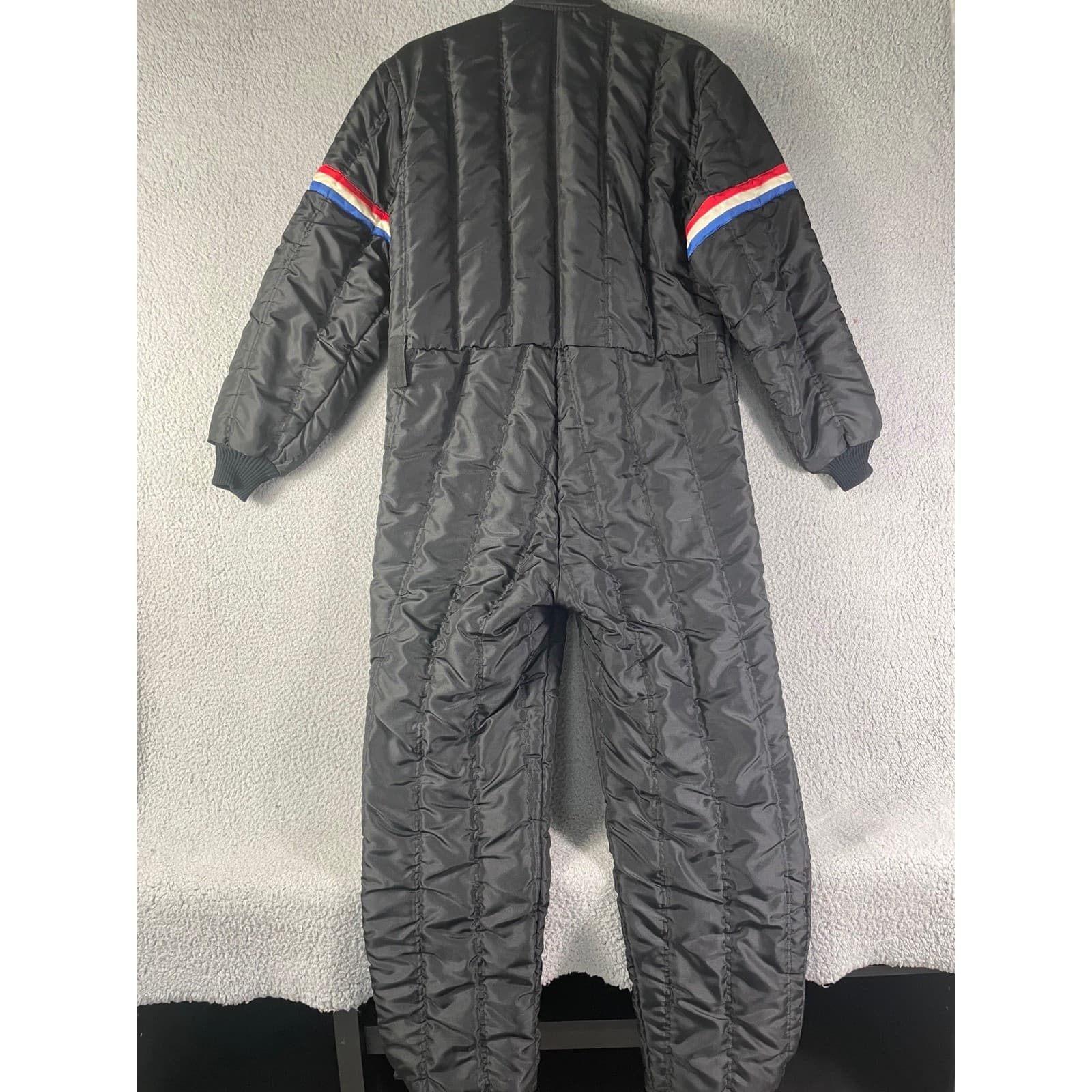 Vintage Insulated Snow Suit Mens L Black Quilted Coveralls Workwear Patches - Thumbnail 5