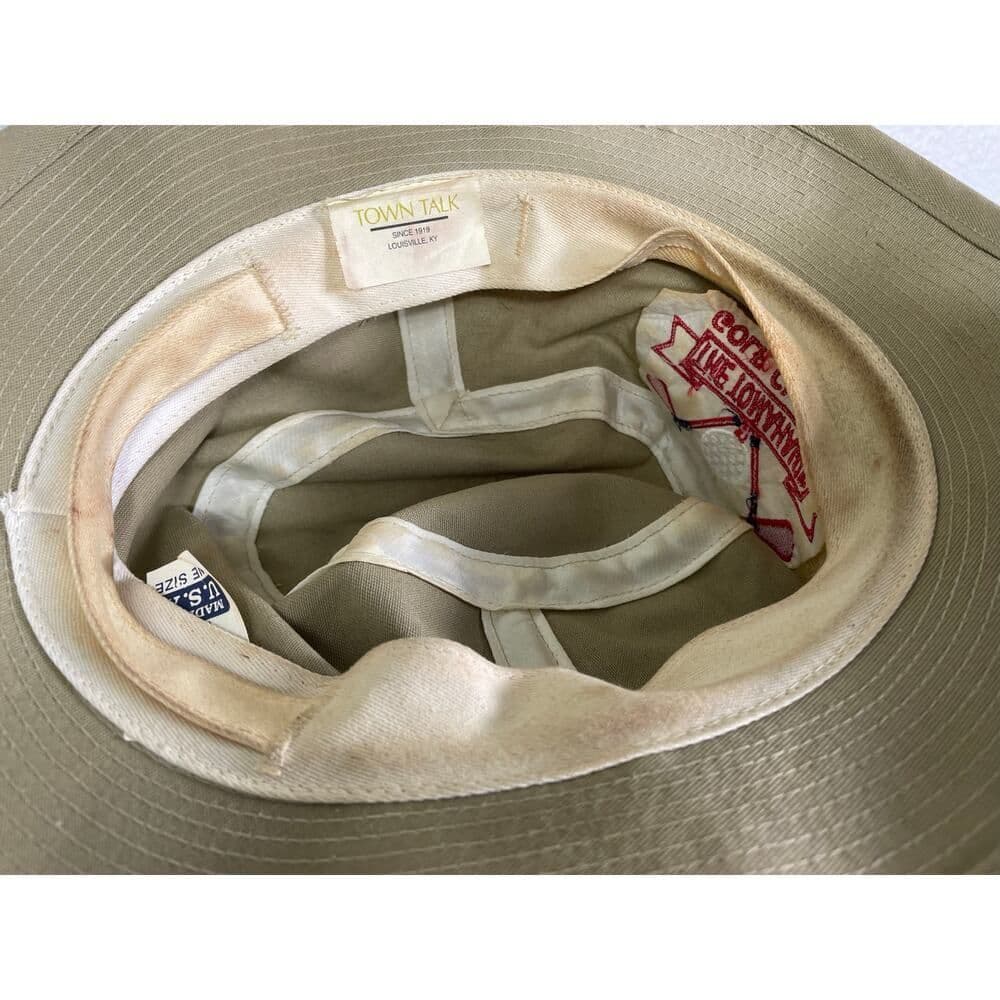 Golf Bucket Hat Khaki Red Stripe Town Talk Classic Cotton Made in USA Vintage - Thumbnail 8