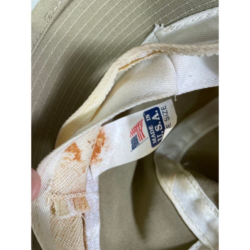 Golf Bucket Hat Khaki Red Stripe Town Talk Classic Cotton Made in USA Vintage - Thumbnail 11