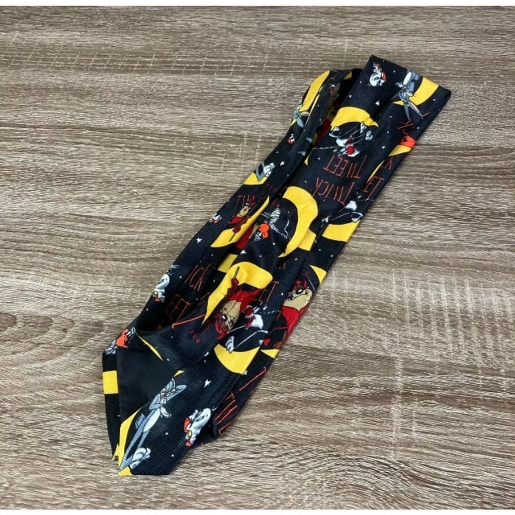 Vintage Looney Tunes Halloween Tie 90s Bugs Bunny Taz Trick Or Tweet Necktie - Thumbnail 4