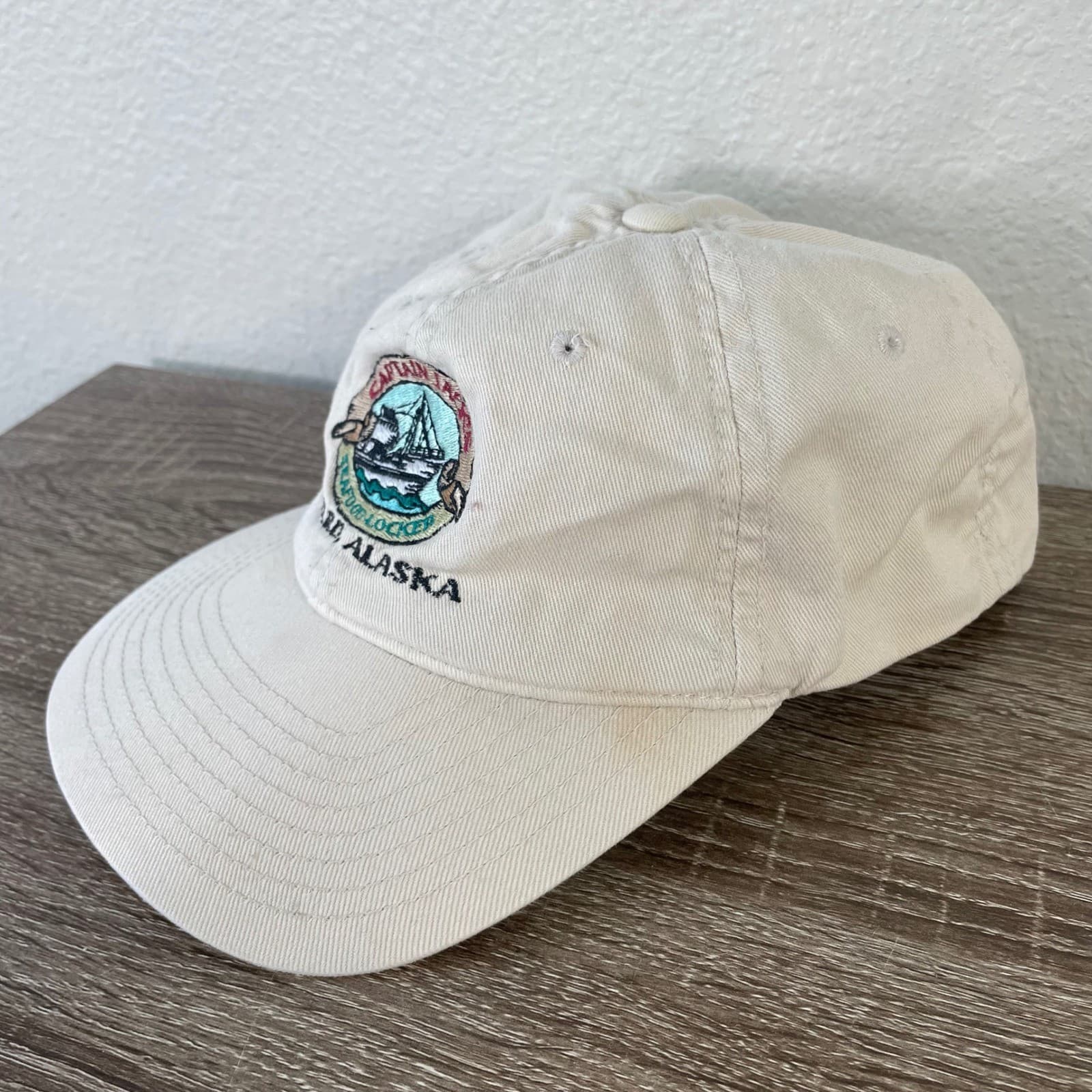 Captain Jacks Seafood Locker Seward Alaska Flexfit Hat Yupoong Beige Mens - Thumbnail 6