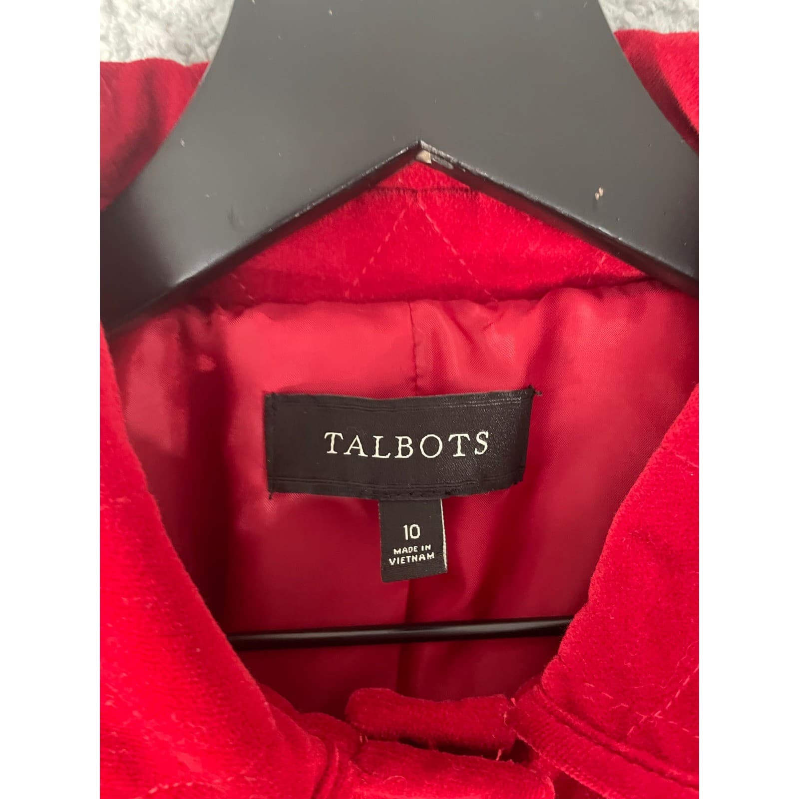Talbots Womens Red Quilted Button Front Jacket Size 10 Diamond Stitch - Thumbnail 4