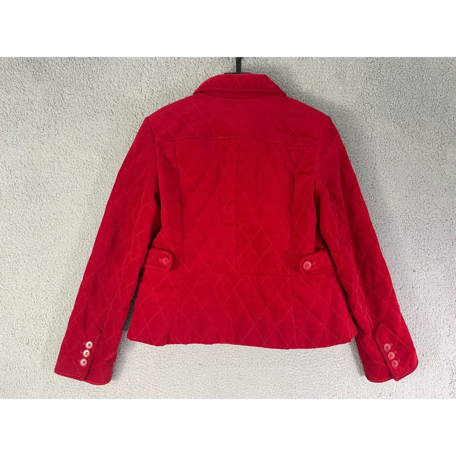 Talbots Womens Red Quilted Button Front Jacket Size 10 Diamond Stitch - Thumbnail 6