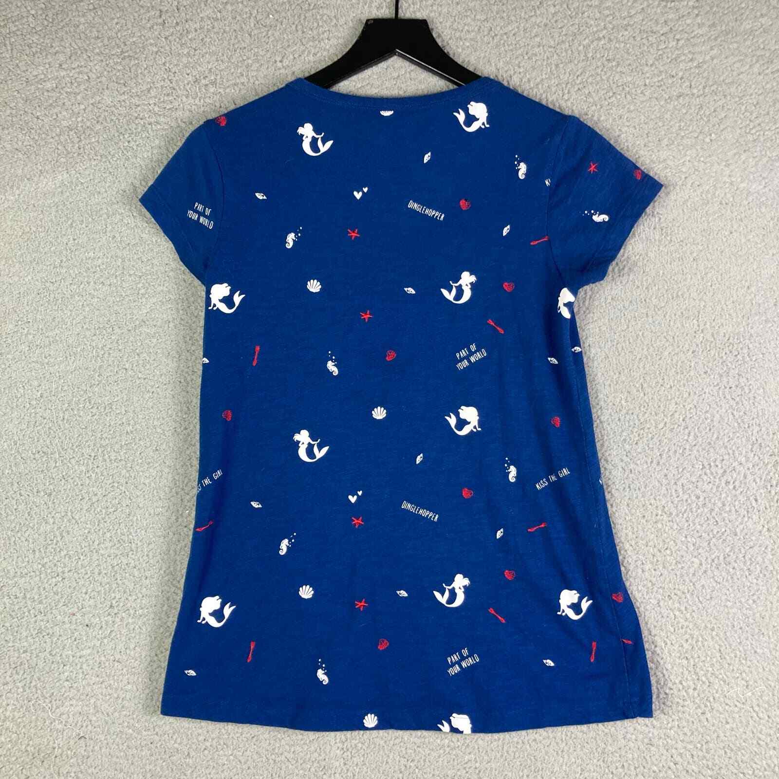 Little Mermaid Disney Shirt Womens Size Small Blue Ariel Allover Print Cute Tee - Thumbnail 5