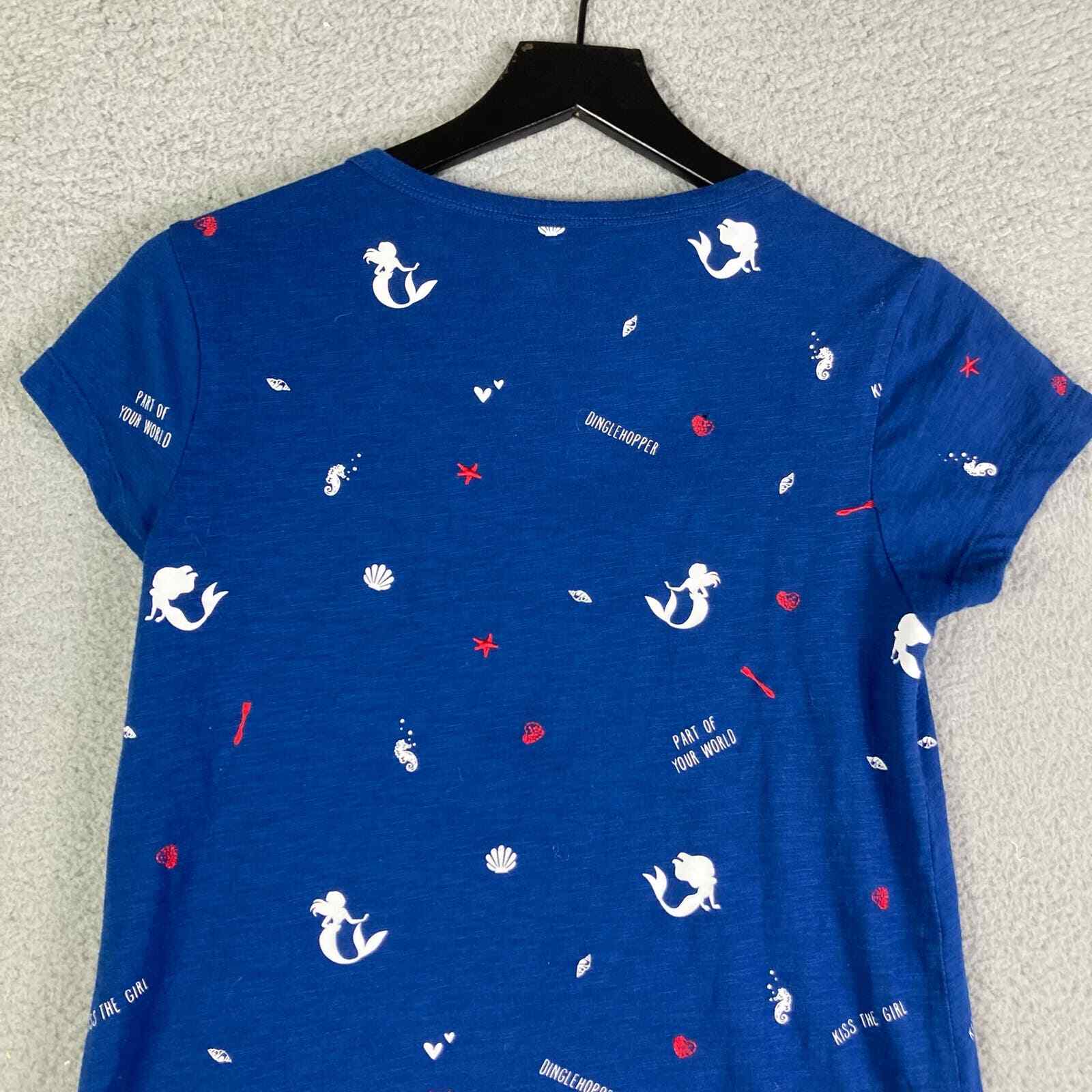 Little Mermaid Disney Shirt Womens Size Small Blue Ariel Allover Print Cute Tee - Thumbnail 7