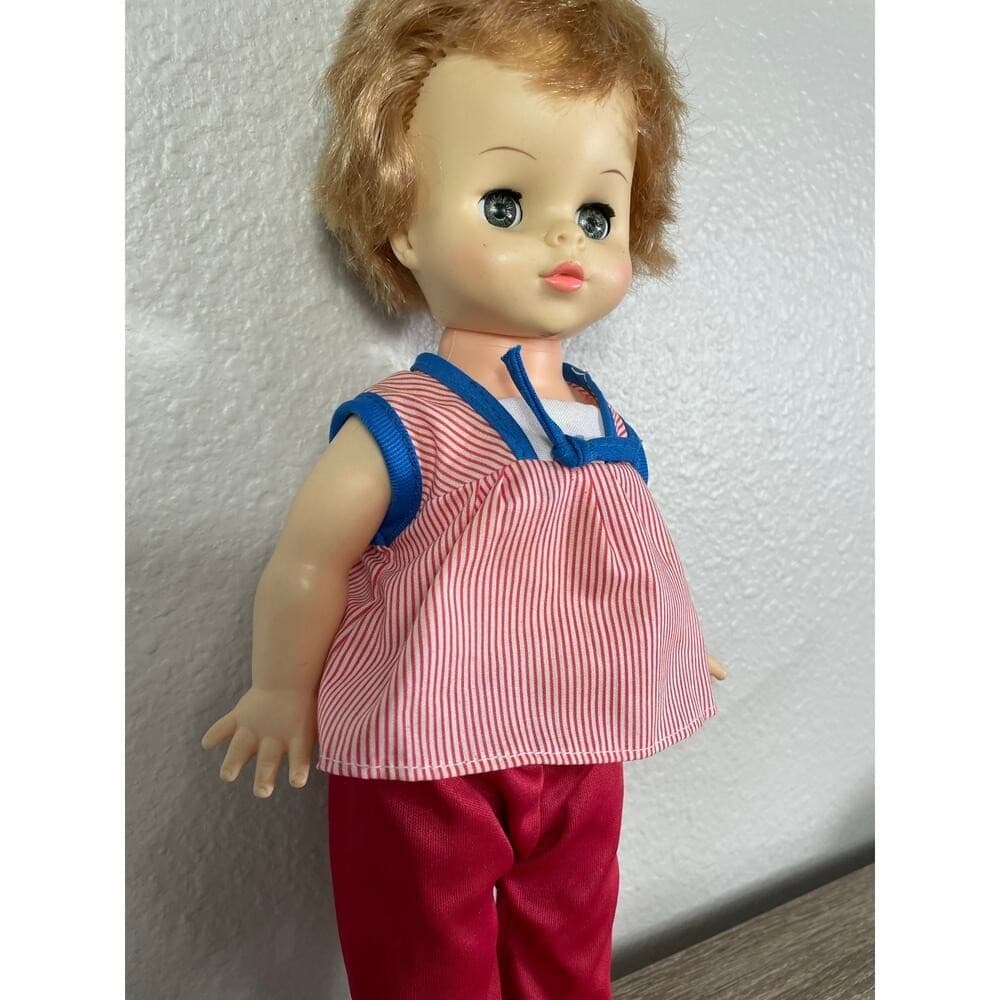 Horsman 1960s Drink Wet Baby Doll 18in Sleep Eyes Red Outfit Vintage Toddler Toy - Thumbnail 12