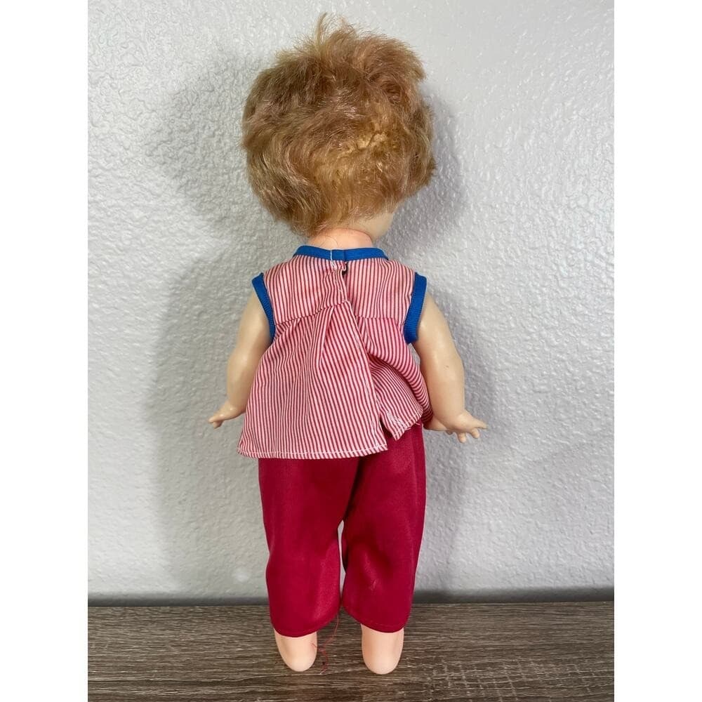 Horsman 1960s Drink Wet Baby Doll 18in Sleep Eyes Red Outfit Vintage Toddler Toy - Thumbnail 11