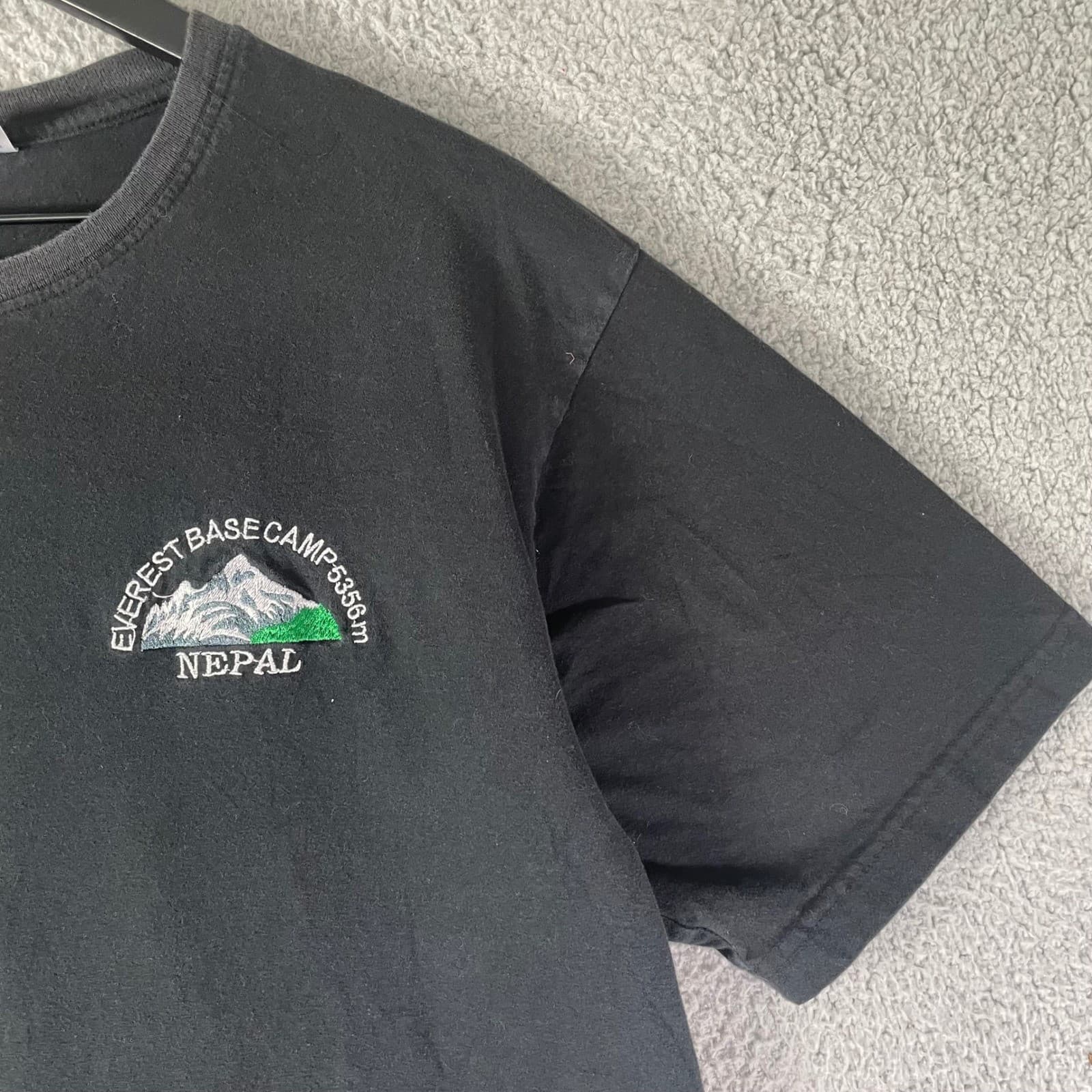Danfe Everest Base Camp Nepal T-Shirt Black Embroidered Map Mens Large - Thumbnail 7