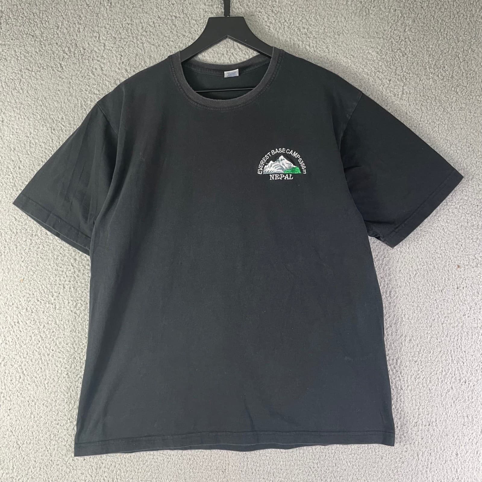 Danfe Everest Base Camp Nepal T-Shirt Black Embroidered Map Mens Large - Thumbnail 2