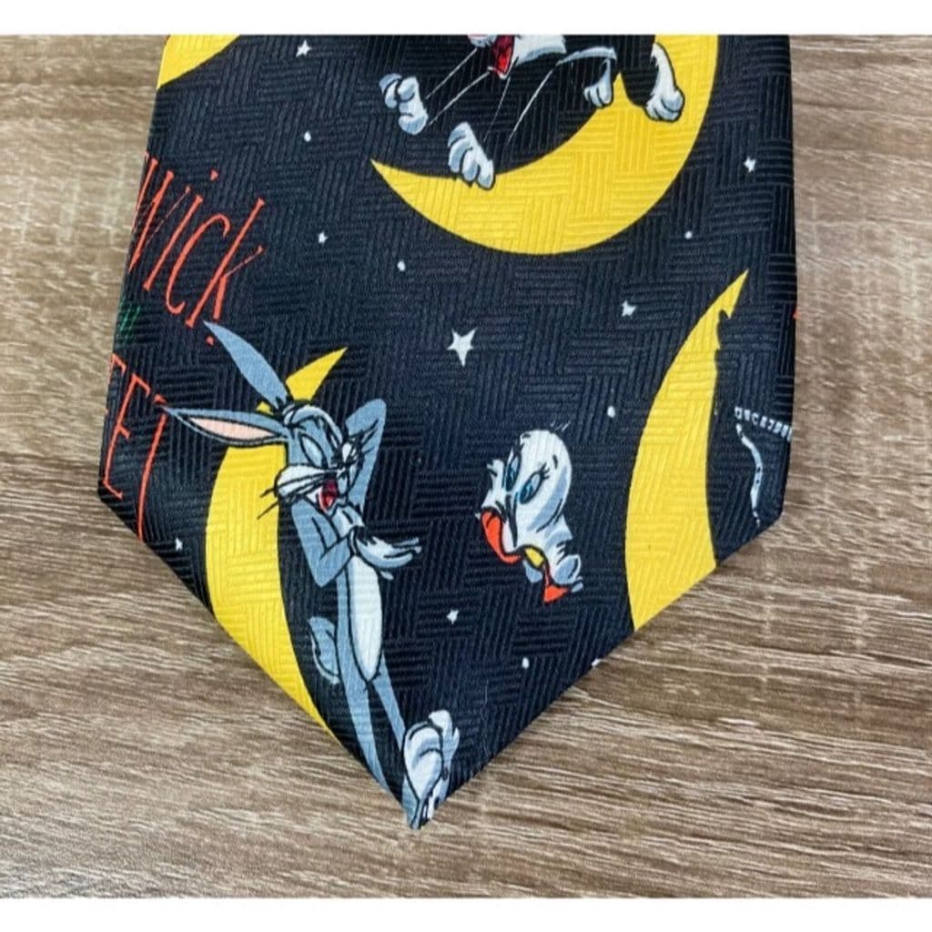 Vintage Looney Tunes Halloween Tie 90s Bugs Bunny Taz Trick Or Tweet Necktie - Thumbnail 2